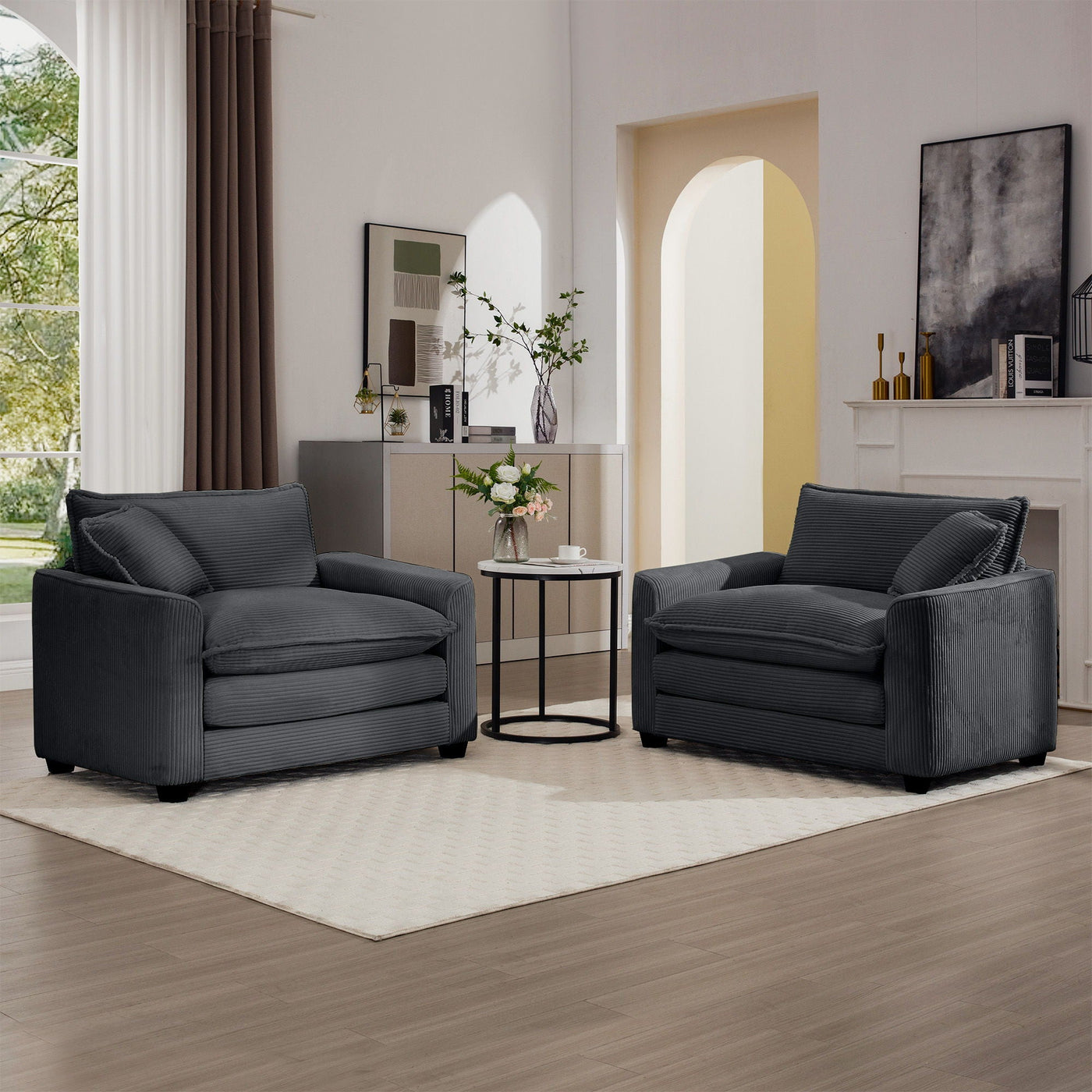 Modern Classic Fabric Single Chair Deep Seat Sofa With Pillow by Unique Piece Furniture