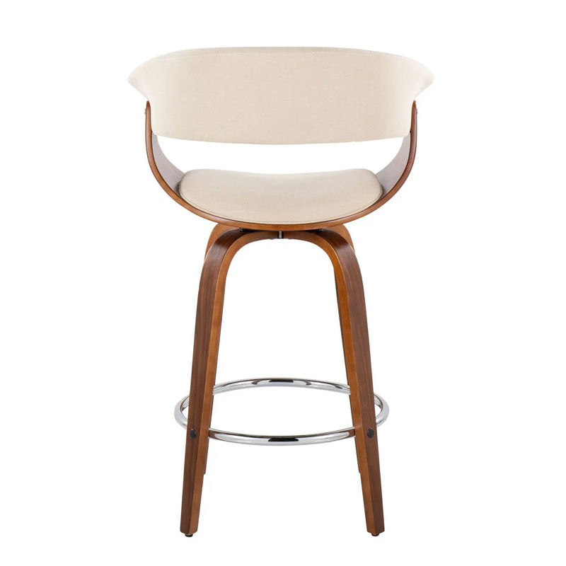 Vintage Mod - Mid Century Modern Fixed Height Counter Stool With Swivel With Round Footrest (Set of 2) by Unique Piece Furniture