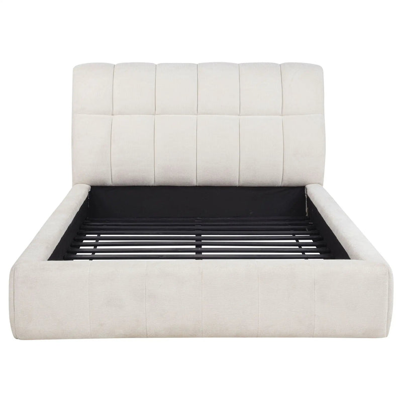 Nollet 48-inch Upholstered Queen Panel Platform Bed Cream by Unique Piece Furniture