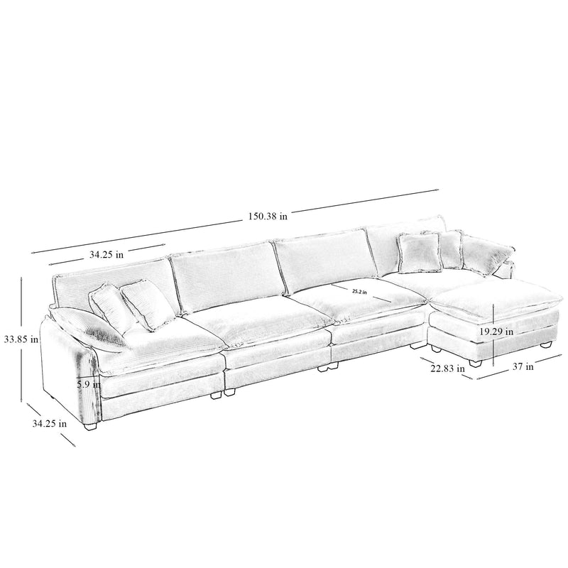 Oversize 3-Seater Sofa with Ottoman, photo 9 of 10