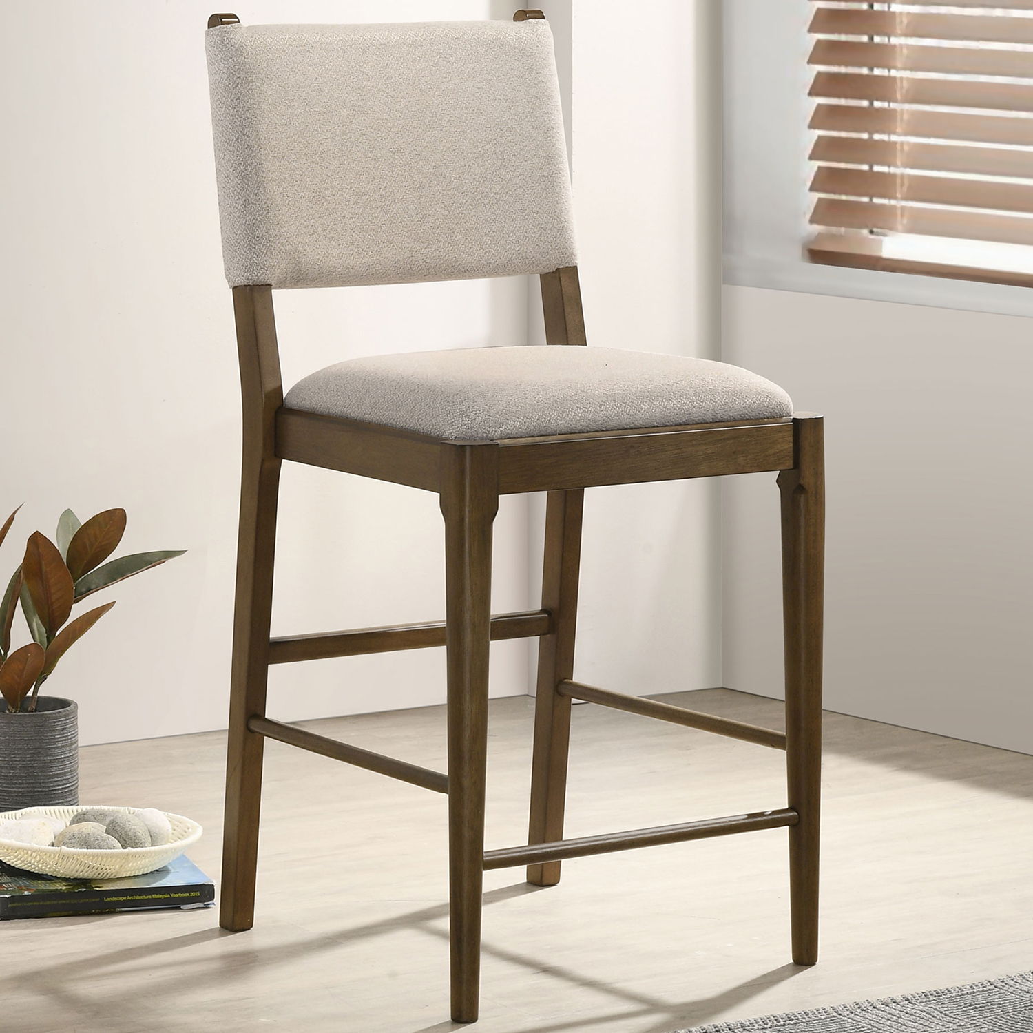 Crispin - Upholstered Counter Side Chair (Set of 2) - Brown by HouseOfZazla