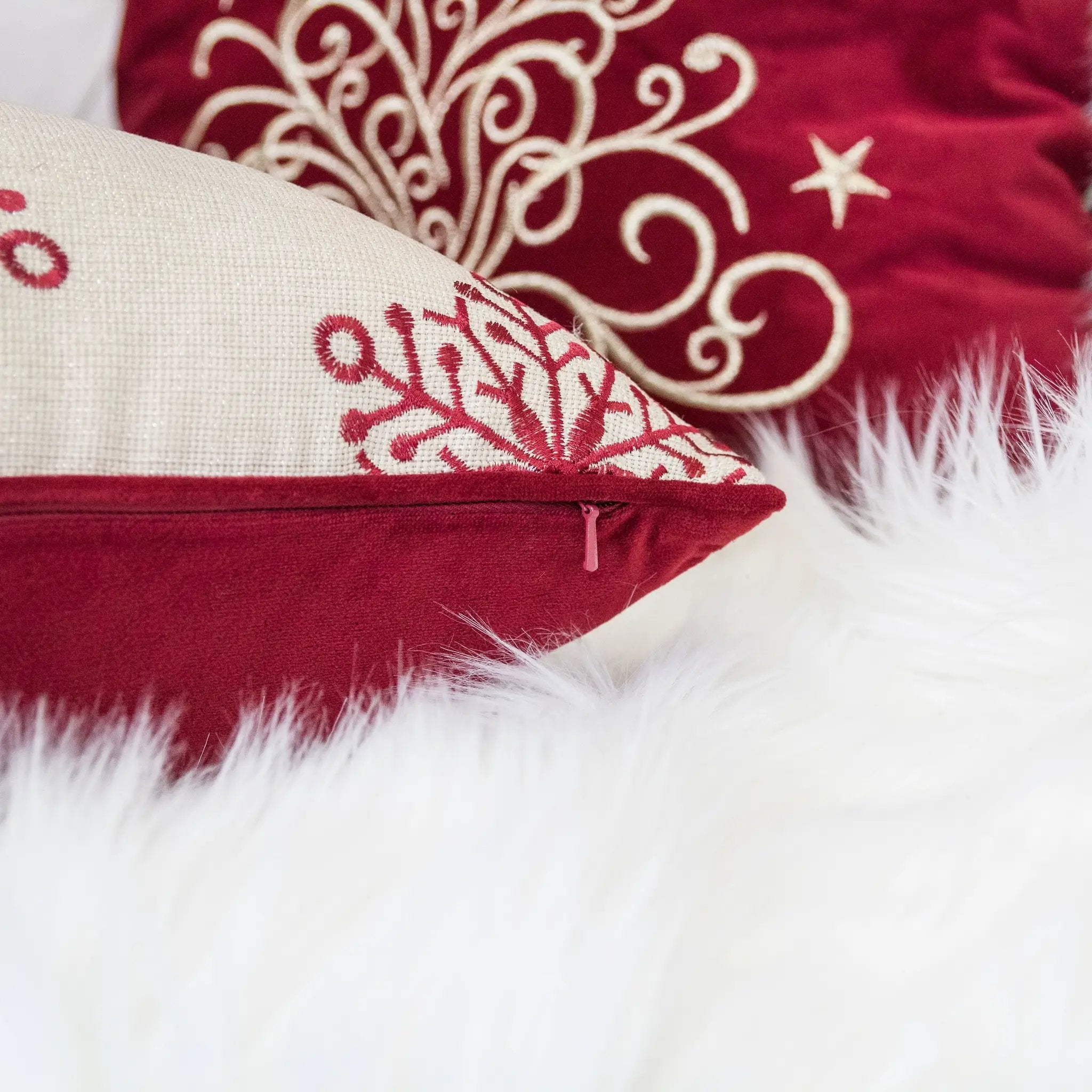 Merry Christmas Embroidered Poly Pillow by HouseOfZazla