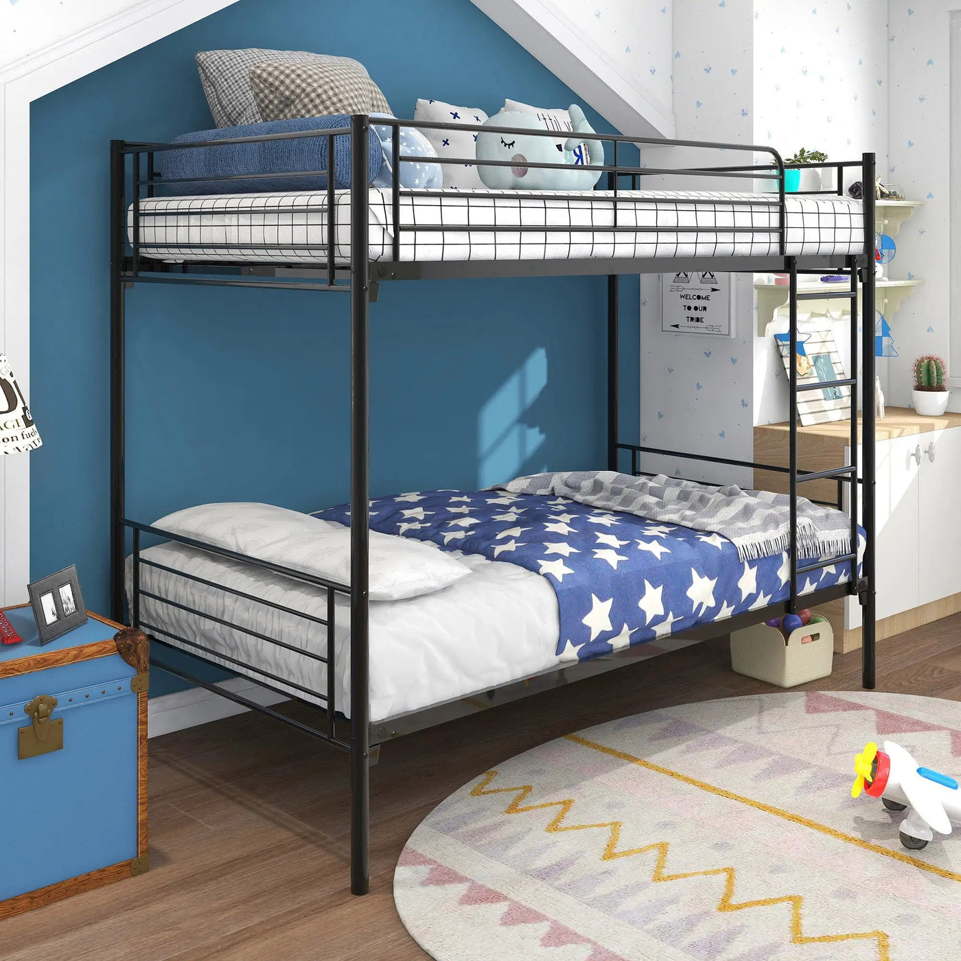 Space Saving Bunk Bed With Metal Frame And Ladder by HouseOfZazla