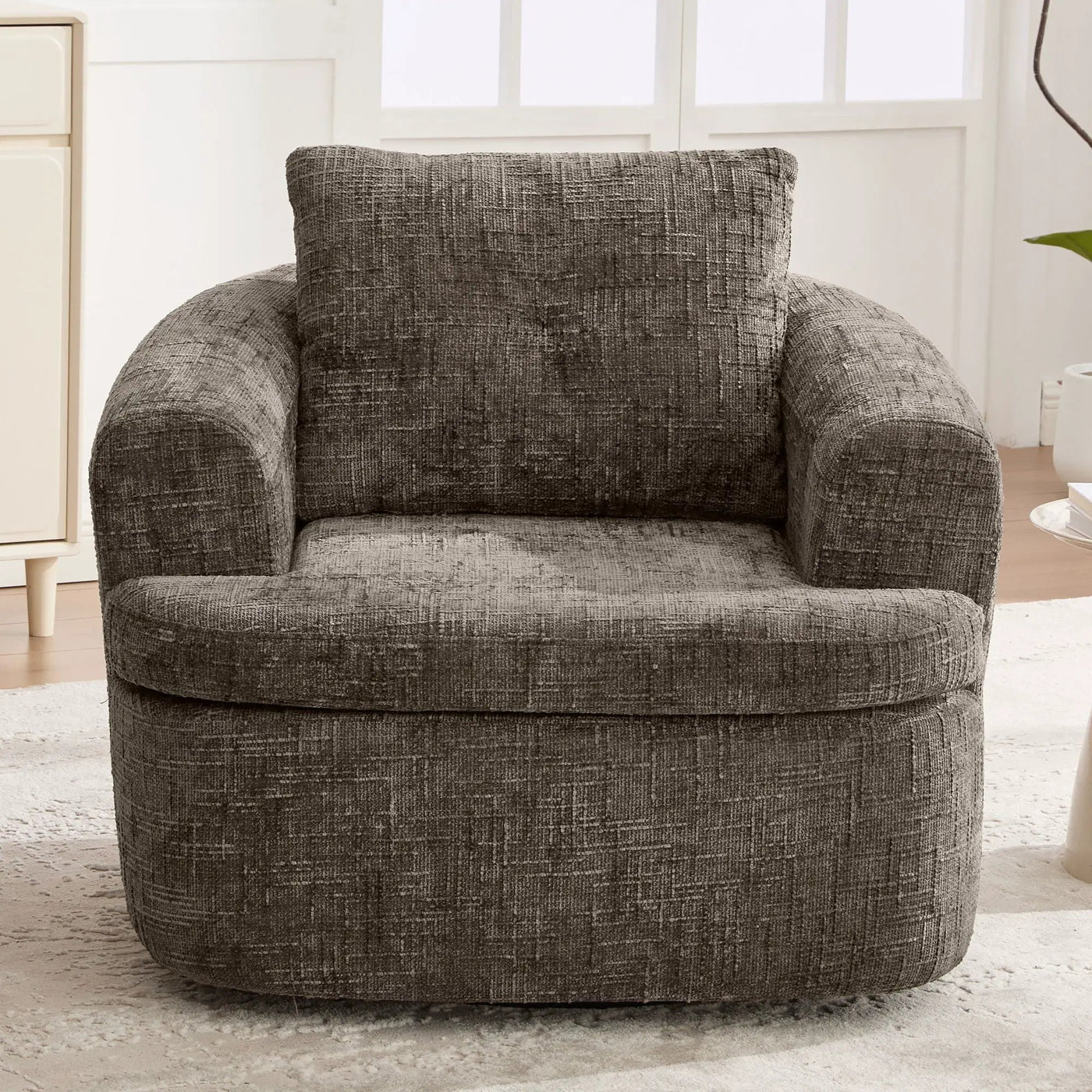 Modern Swivel Barrel Chair With Dual-Layer Cushion by Unique Piece Furniture