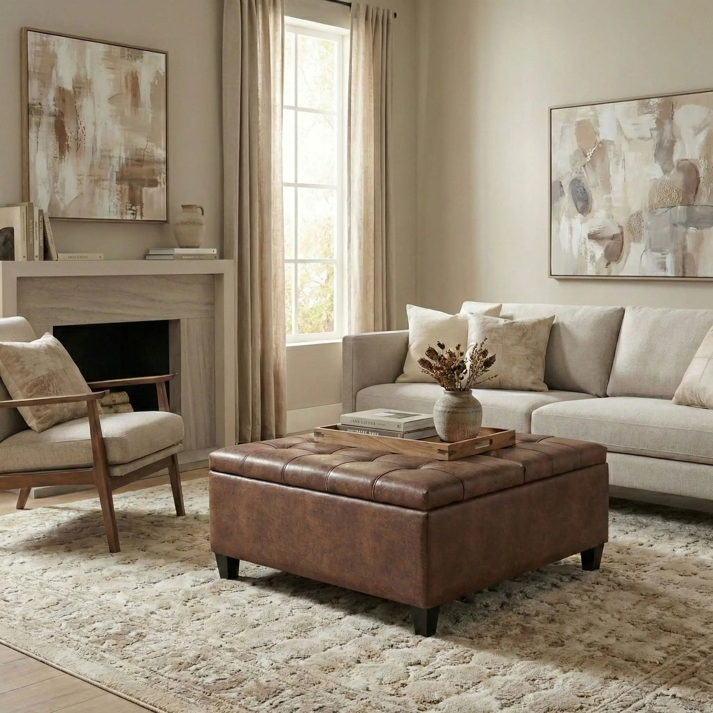 Harrison - Upholstered Coffee Table Storage Ottoman by Unique Piece Furniture