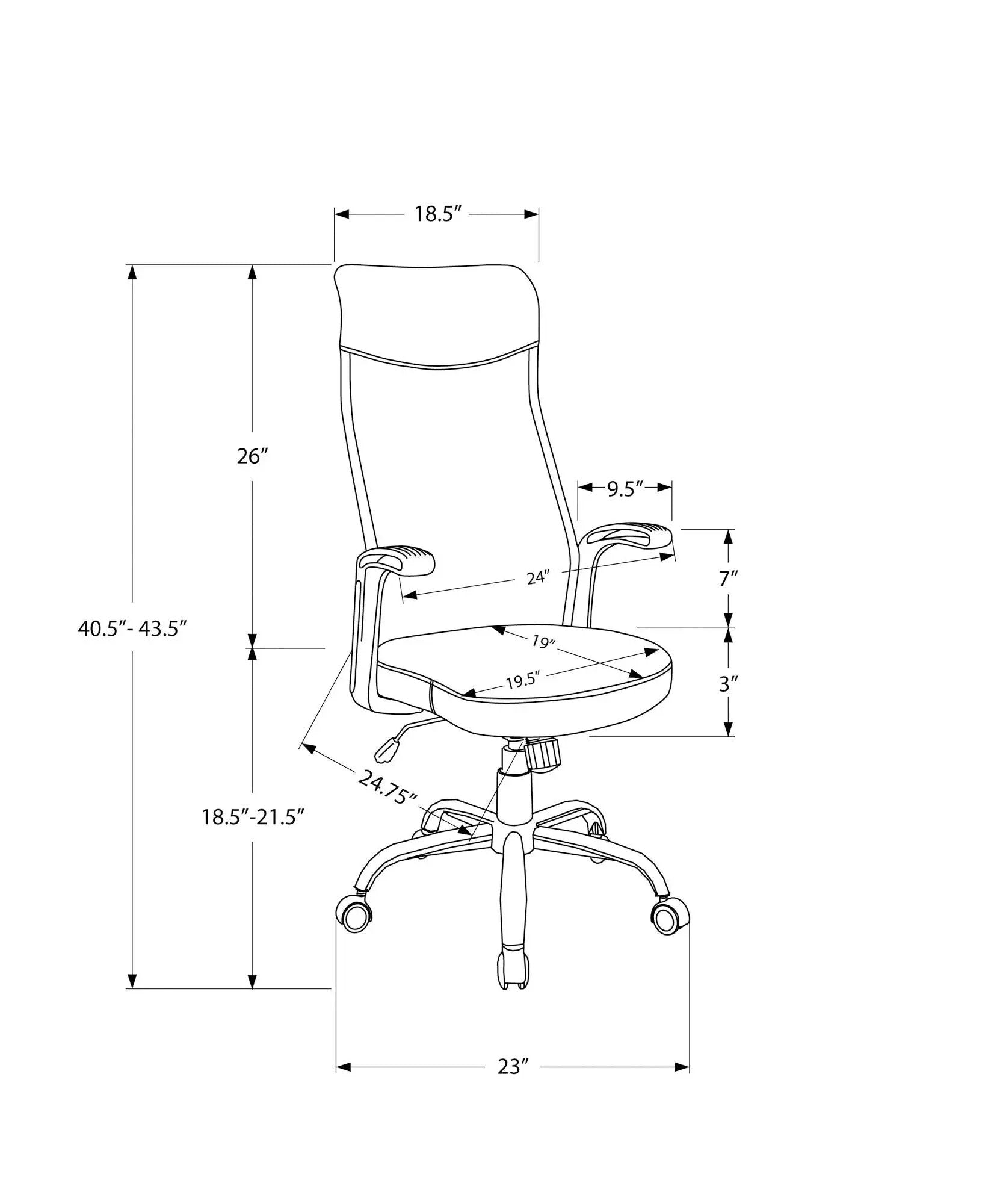 Office Chair, Adjustable Height, Swivel, Armrests, Contemporary & Modern by HouseOfZazla