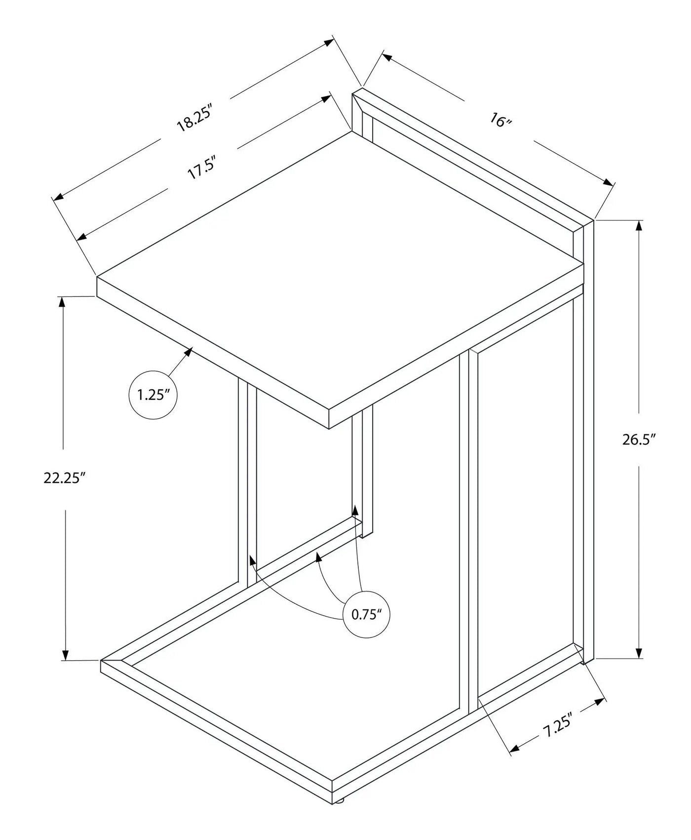 Accent Table, C - Shaped, Contemporary & Modern by Unique Piece Furniture
