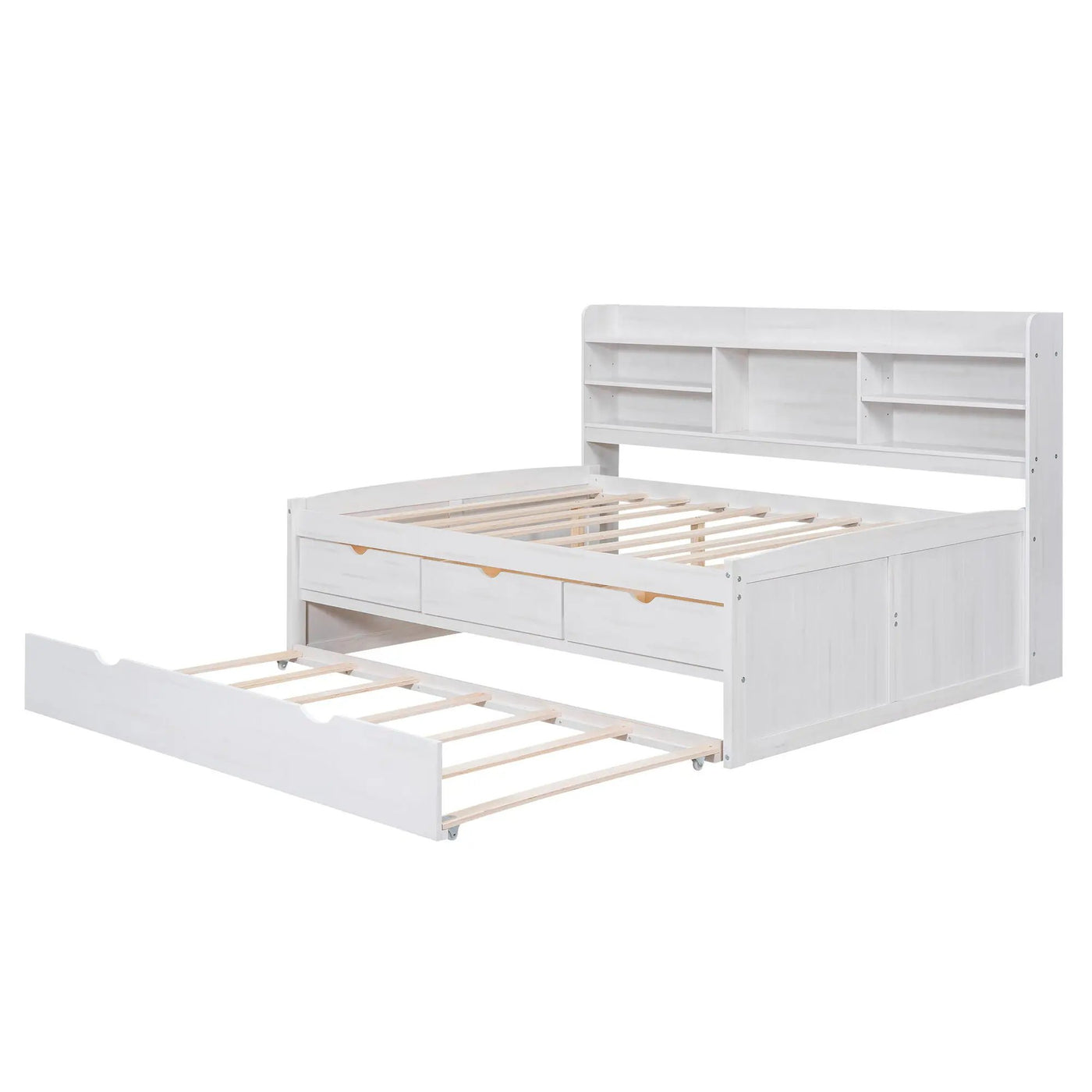 Captain Bed With Built In Bookshelves, 3 Storage Drawers, And Trundle by HouseOfZazla