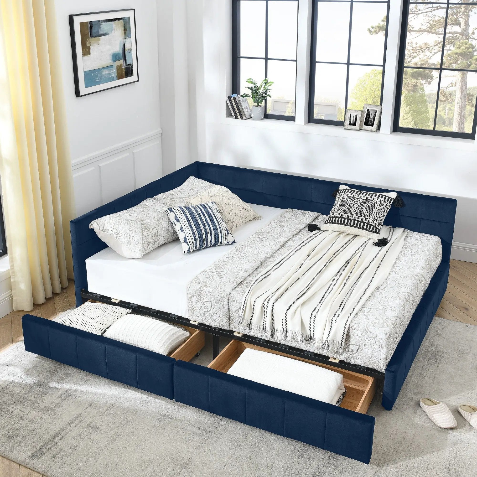 Upholstered Bed Frame With Tufted Backrest And Armrests by Unique Piece Furniture