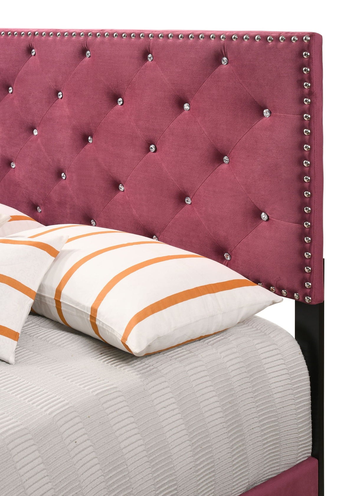 Luxurious Upholstered Bed with Faux Crystal Tufted Headboard - Multiple Colors, photo 25 of 40