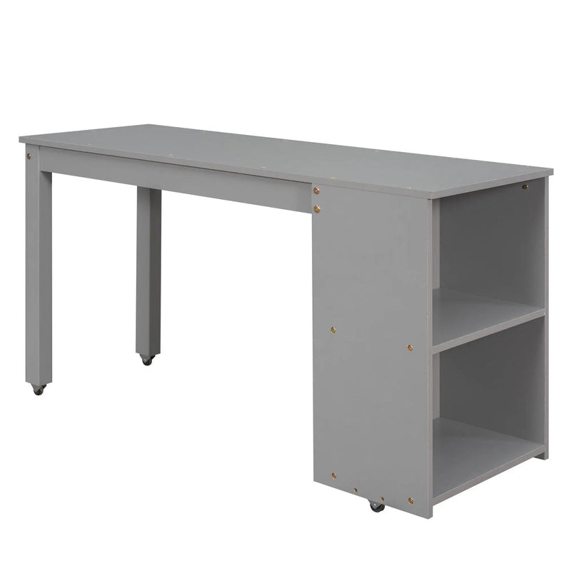 Loft Low Study Bed With Cabinet, Shelves And Rolling Portable Desk, Multiple Functions by HouseOfZazla