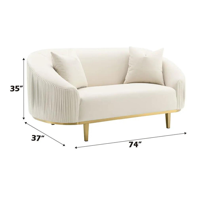 Martina - Loveseat With 2 Pillows - Ivory Velvet by Unique Piece Furniture