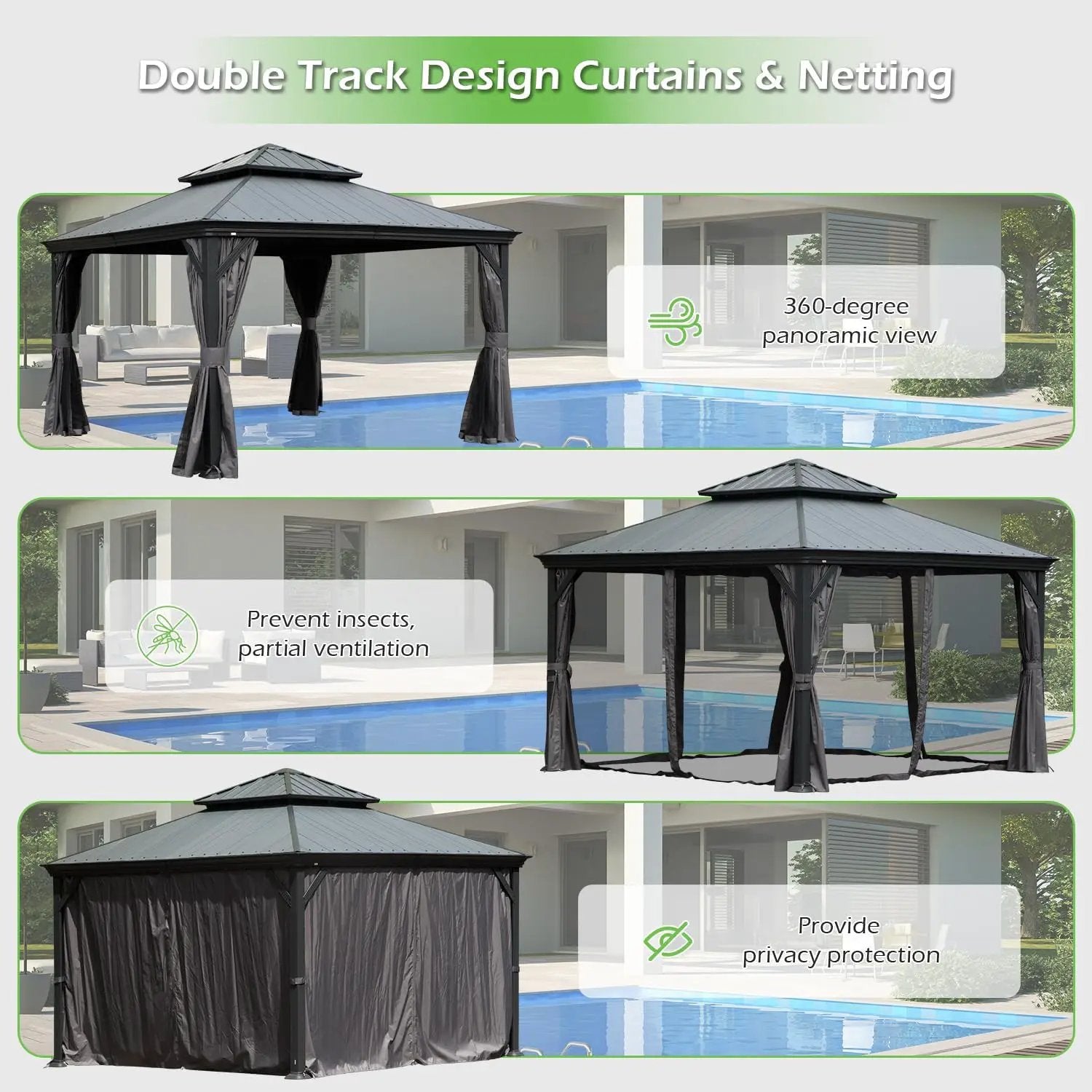 12'x12' Hardtop Gazebo with Resin Roof by HouseOfZazla