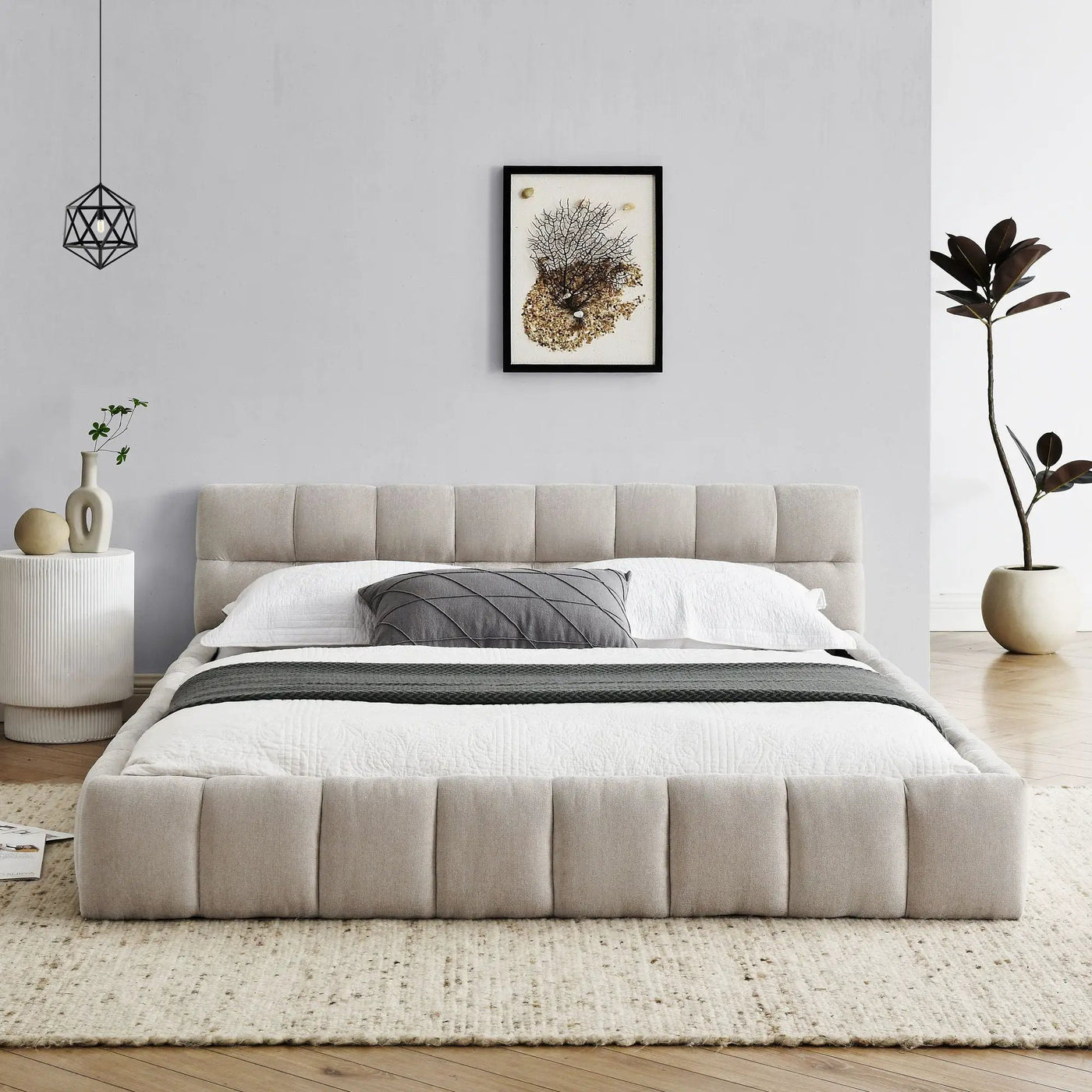 Modern Platform Bed Frame With Thick Fabric by Unique Piece Furniture
