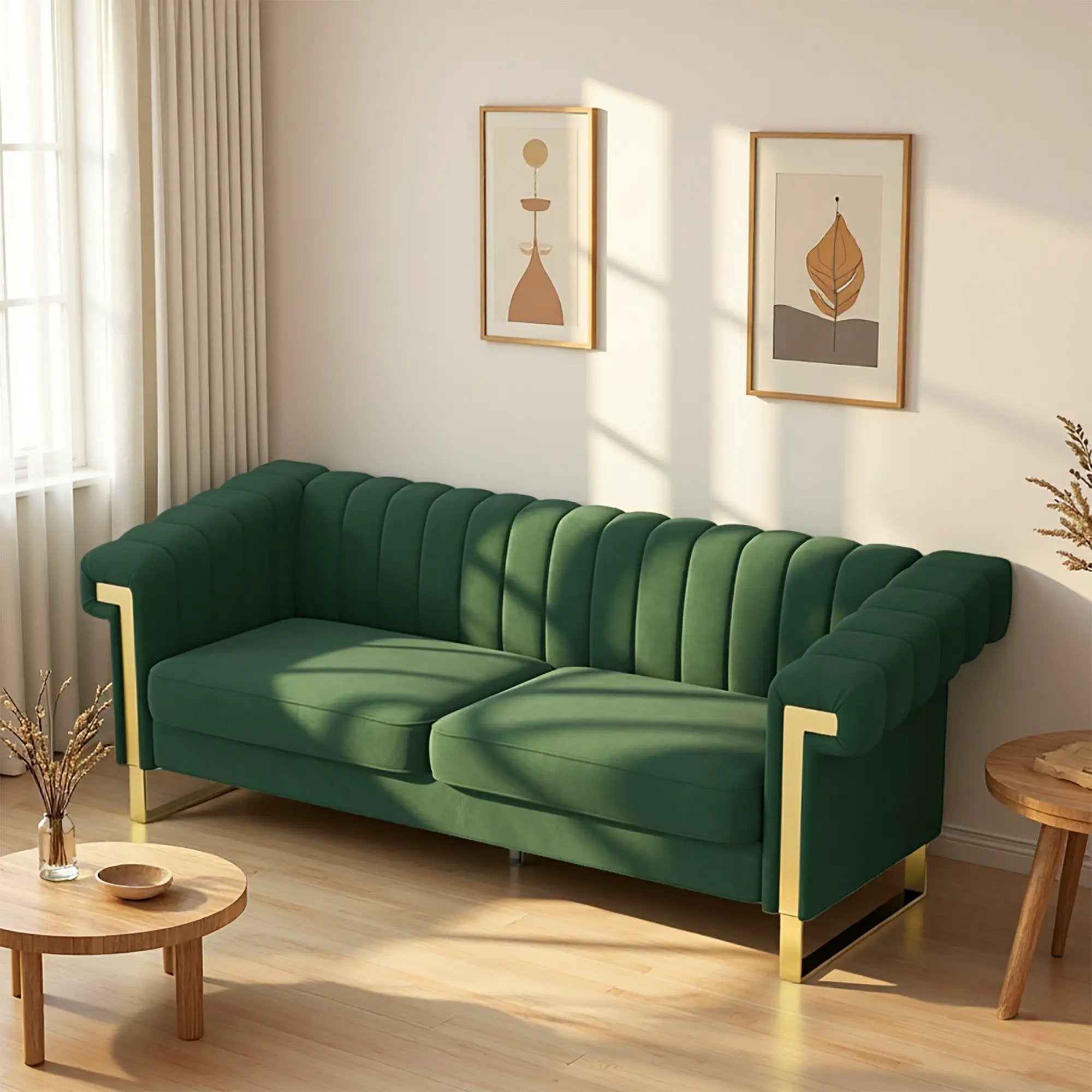 FX-P81-RG2 Retro Velvet 3-Seater Sofa by HouseOfZazla