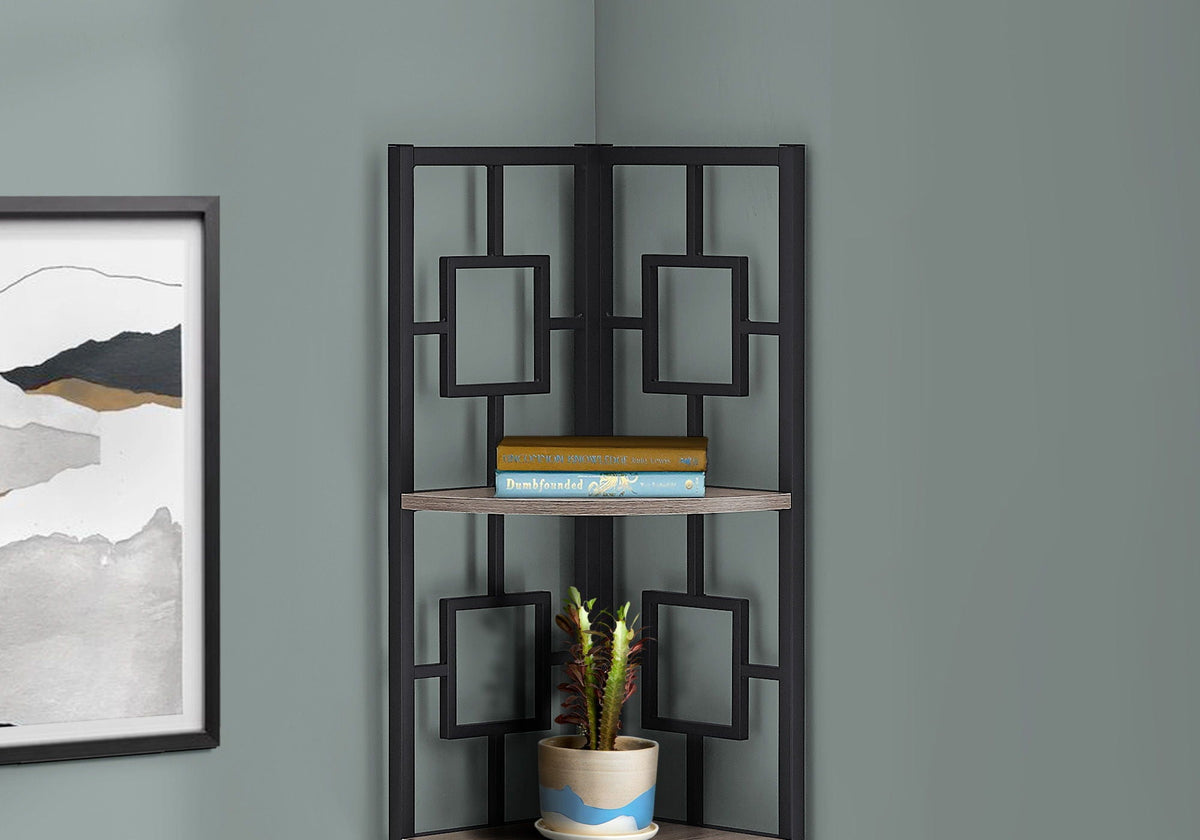 4 Tier Corner Bookshelf with Metal Frame - White, Dark Brown, Light Brown, Black, photo 5 of 16