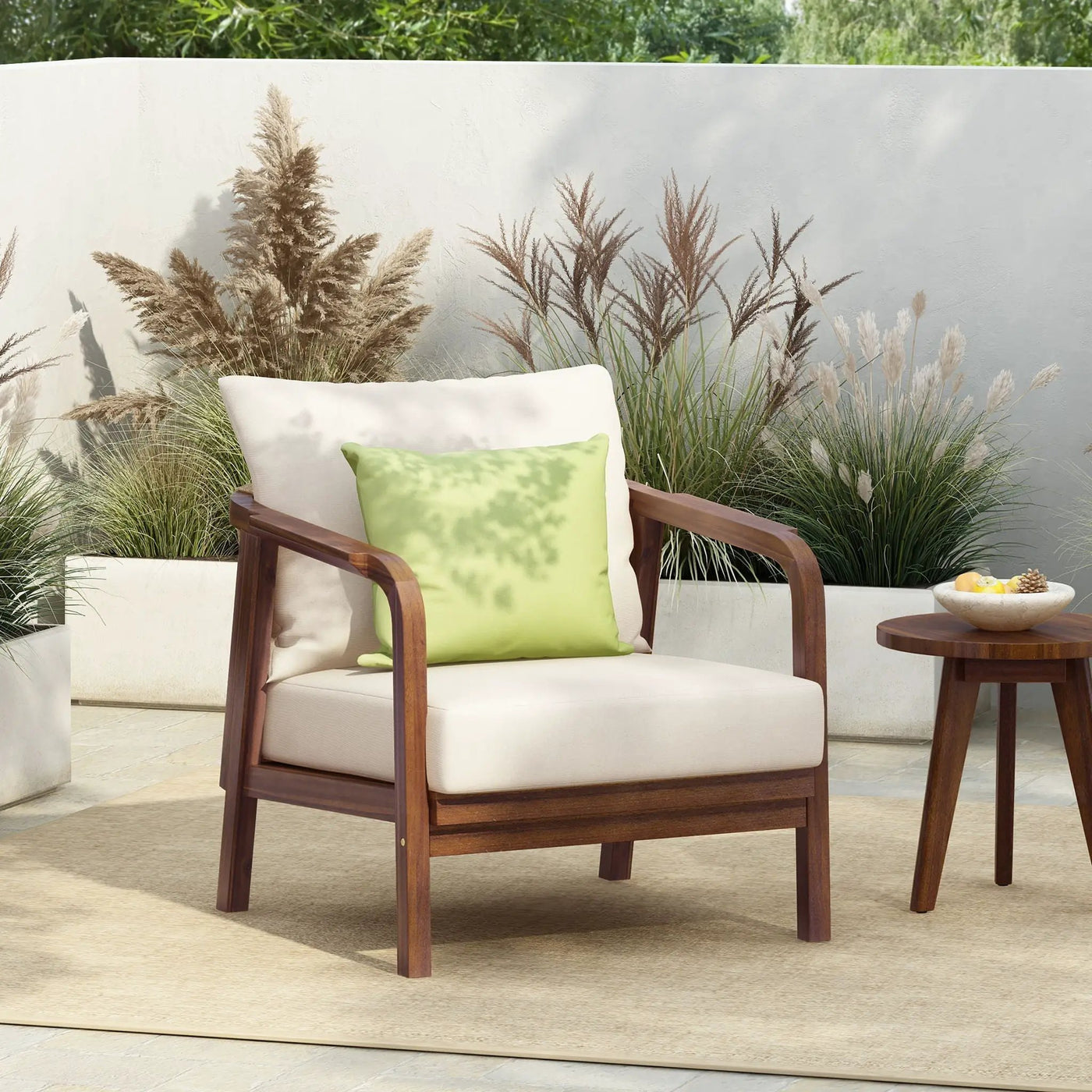 Outdoor Lounge Chair With Woven Backrest and Solid Wood Frame by HouseOfZazla