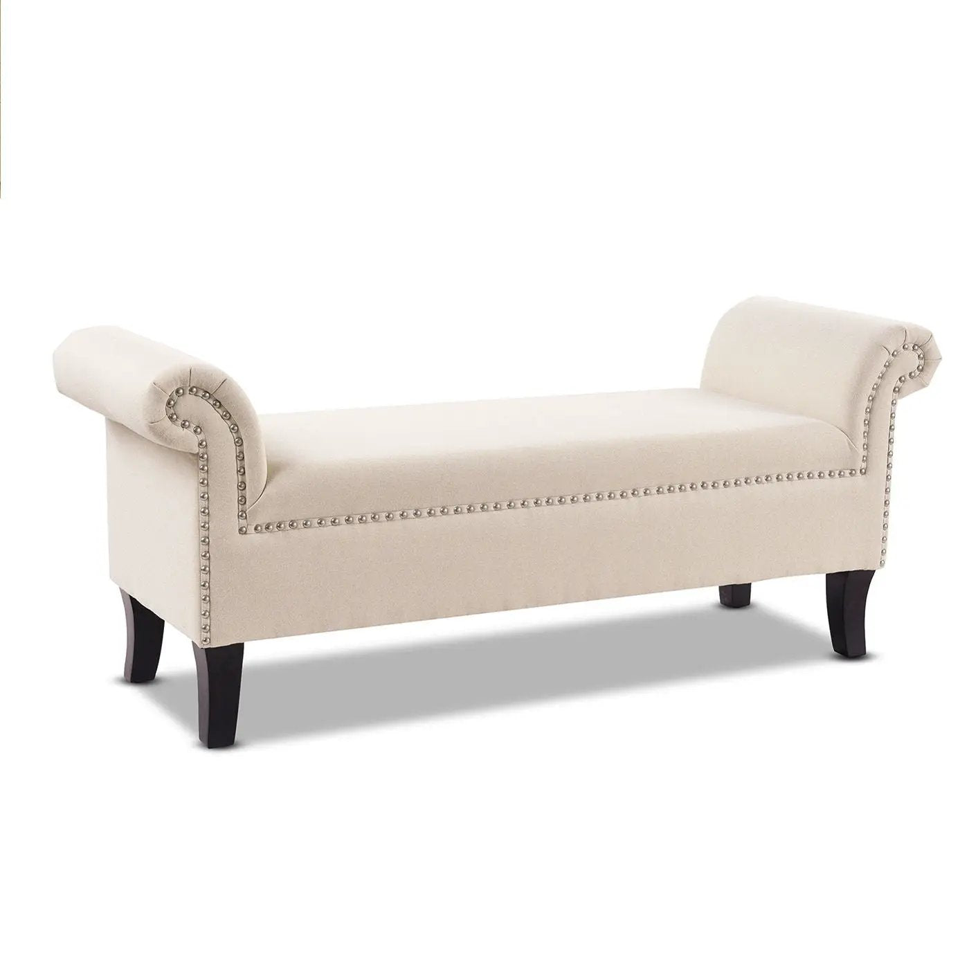 Kathy - Roll Arm Entryway Accent Bench - Sky Neutral Beige by HouseOfZazla