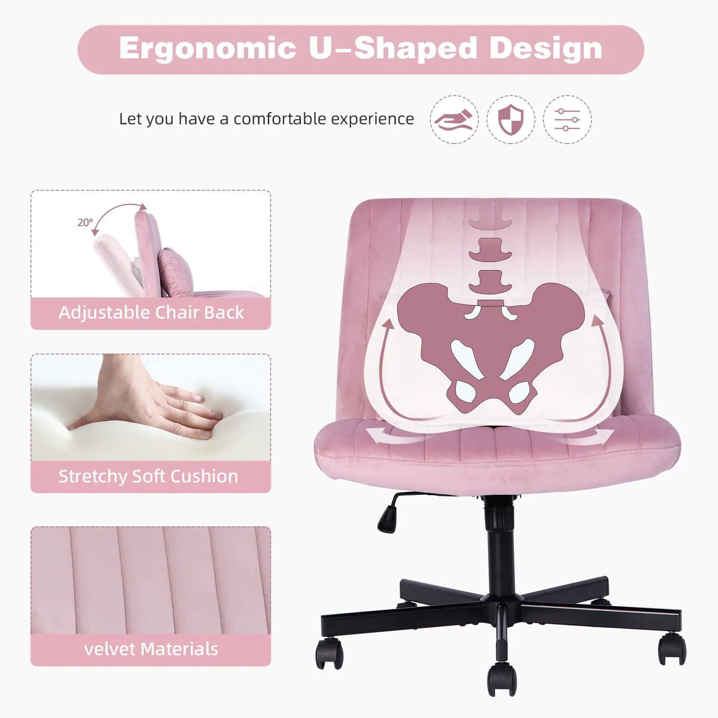 Criss Cross Office Chair With Adjustable Height, Ergonomic Design by HouseOfZazla