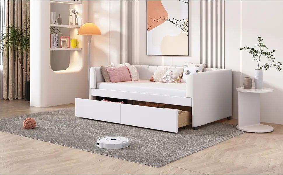 Upholstered Daybed With Ergonomic Design Backrest by HouseOfZazla