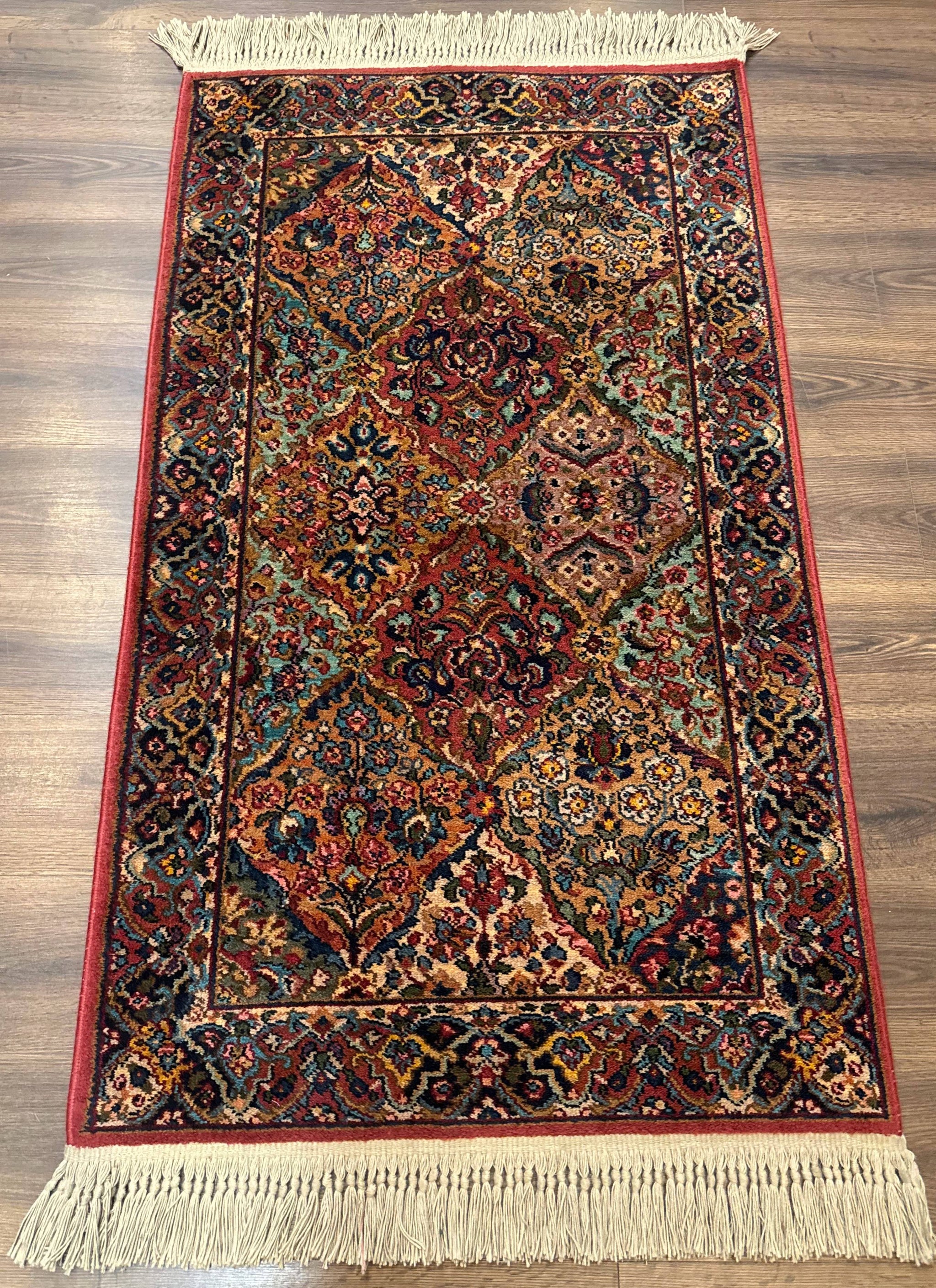 Karastan Rug 3x5 Multicolor Panel Kirman #717, Original 700 Series, Wool Pile, Discontinued by Jewel Rugs