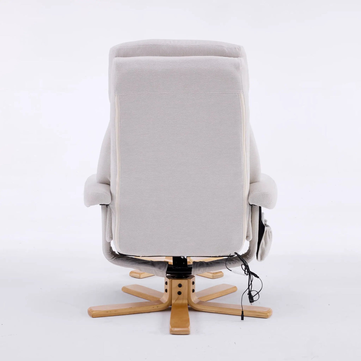 Upholstered Heated Massage 360° Swivel Accent Chair With Ottoman by HouseOfZazla