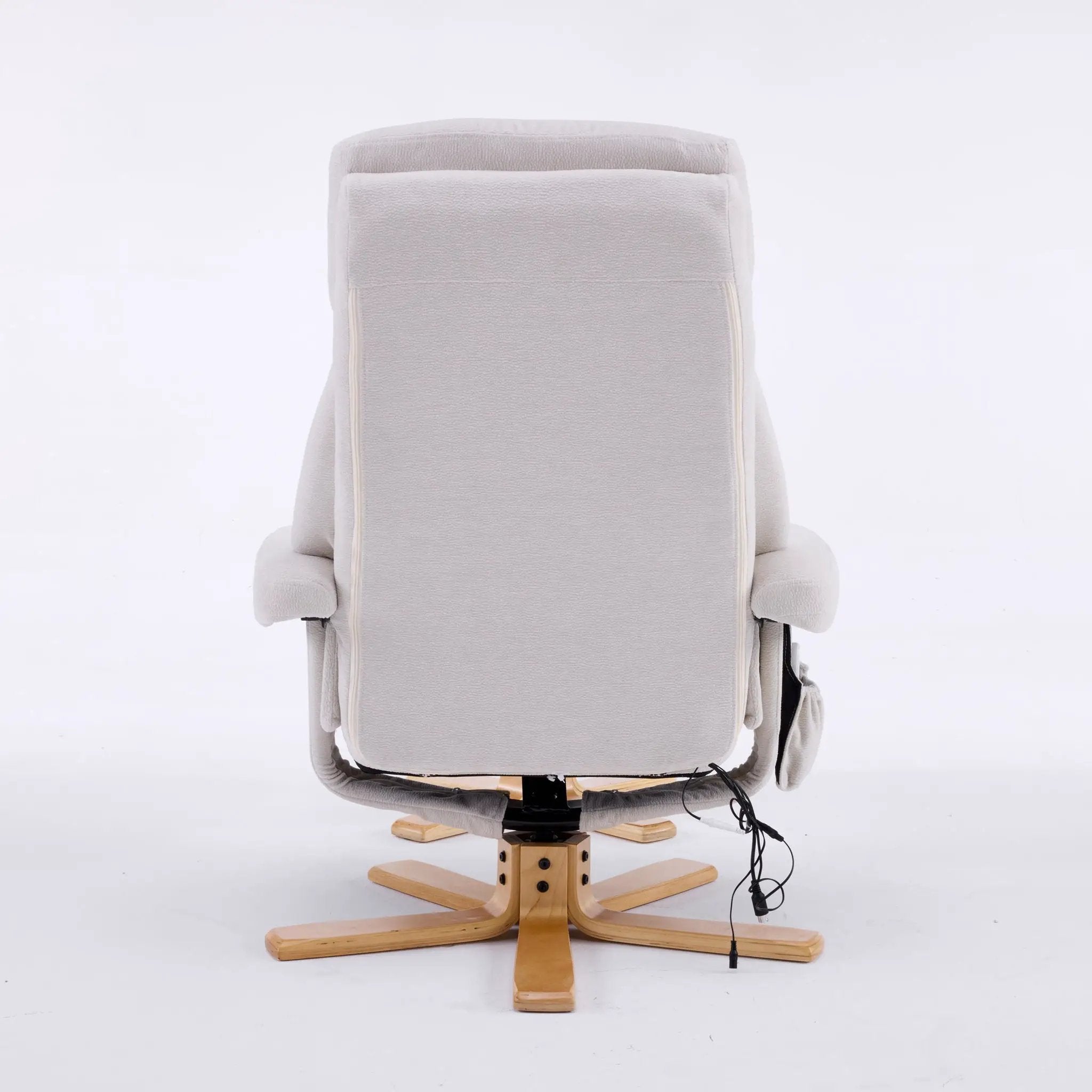 Upholstered Heated Massage 360° Swivel Accent Chair With Ottoman by HouseOfZazla