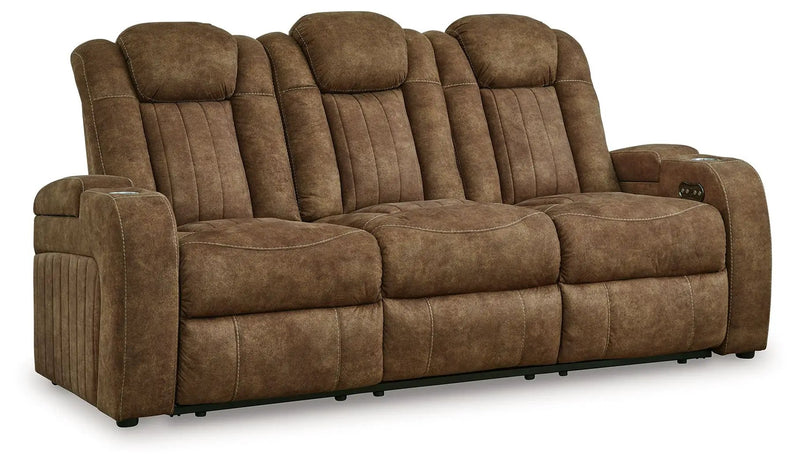 Wolfridge - 2 Pc. - Power Reclining Sofa, Power Reclining Loveseat With Console - Brindle by Unique Piece Furniture