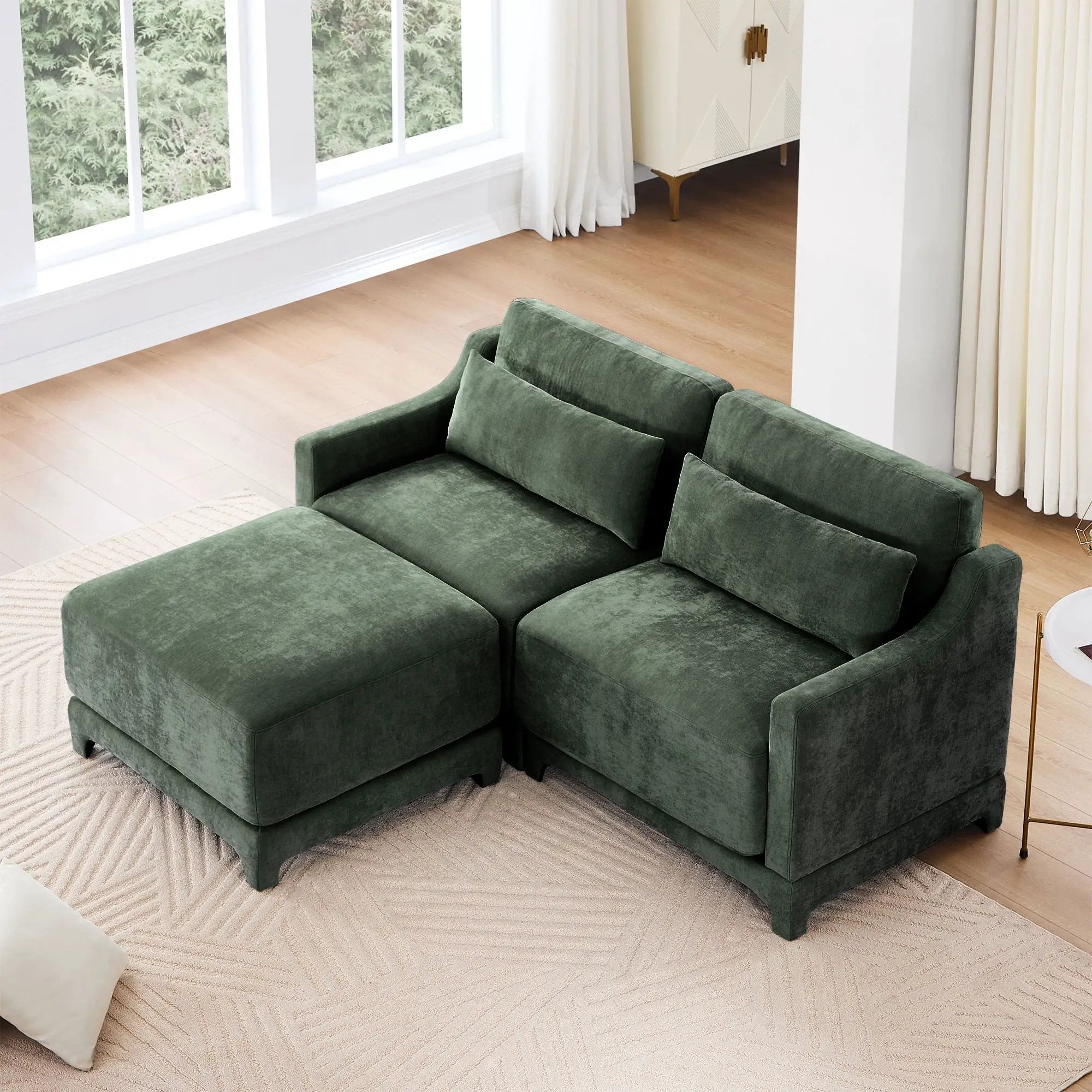 Stylish Sofa With Ottoman And Lumbar Pillows, Ergonomic Design by Unique Piece Furniture