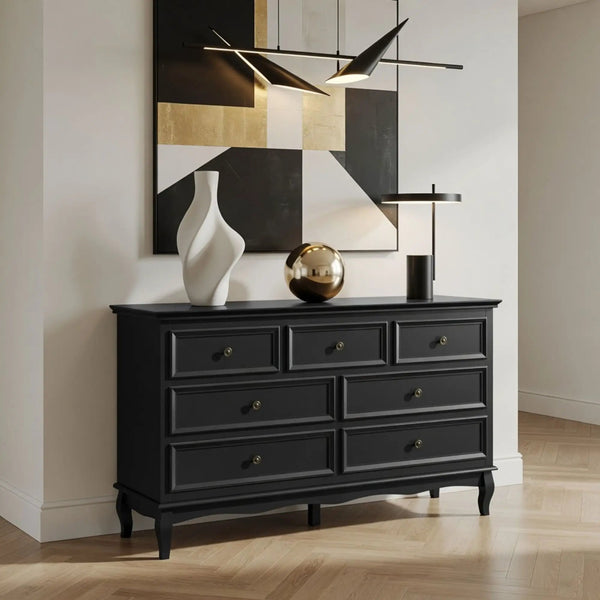 elegant dresser 6 Drawers Design Wooden Dresser, Retro Style Storage Cabinet with Metal Handles for Bedroom - Bed Bath & Beyond The dressers classic design blends seamlessly with both traditional and modern decor MOULIN ROUGE SHABBY CHIC DRESSER