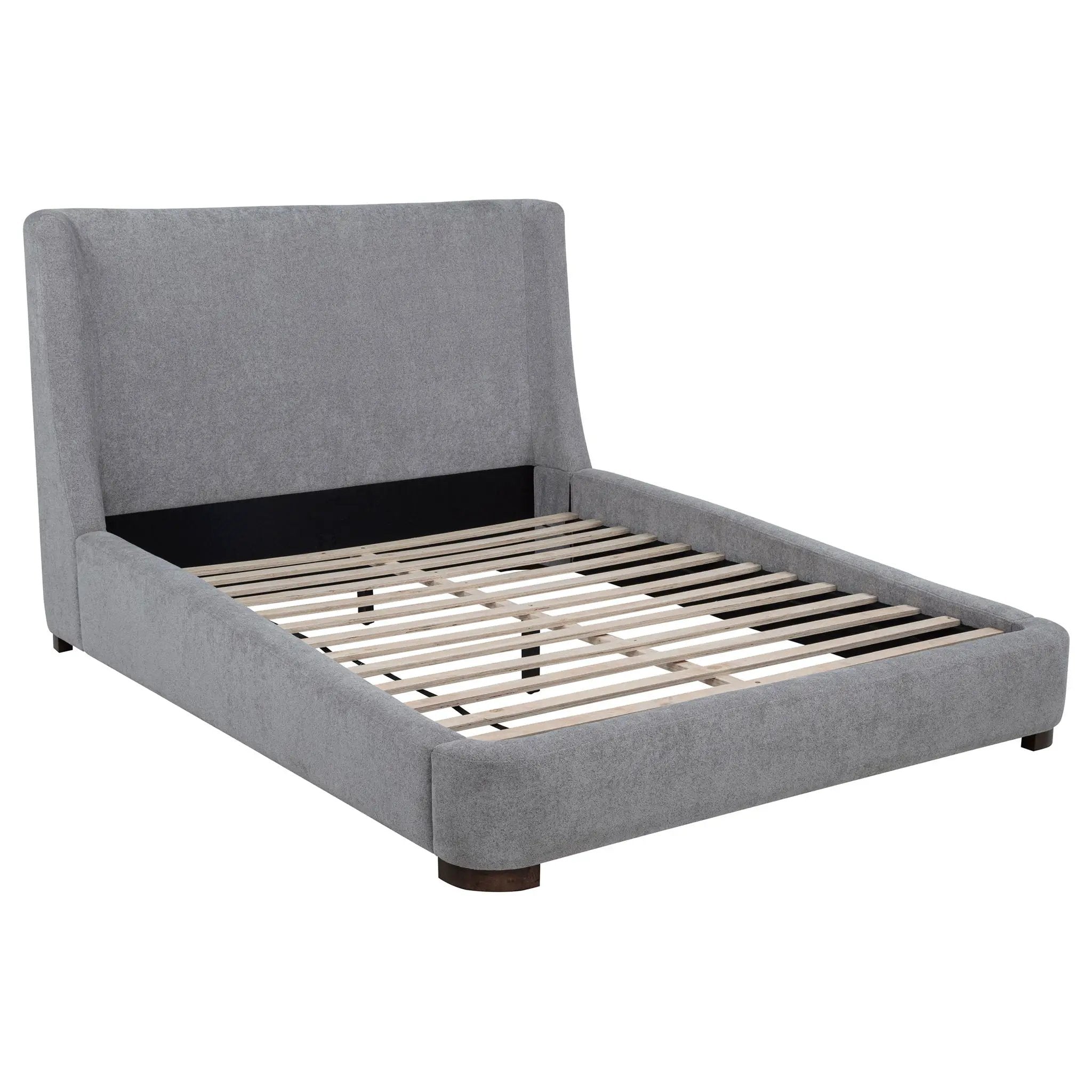 Rennes Upholstered Eastern King Wingback Platform Bed Grey by Unique Piece Furniture