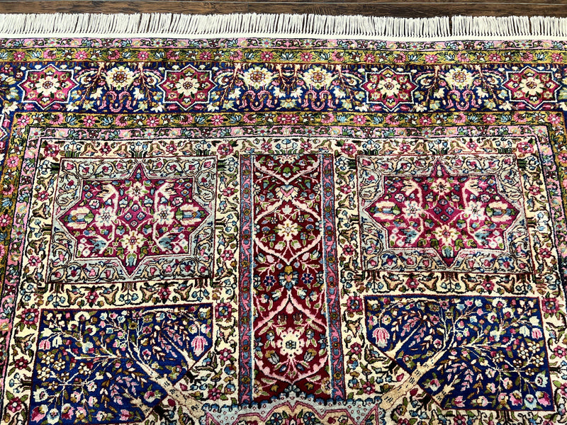 Persian Kirman Lavar Rug 8x9, Antique Persian Carpet, Colorful Multicolor 1920s Handmade Wool Rug, Garden Panel Design, Fine 200 KPSI by Jewel Rugs