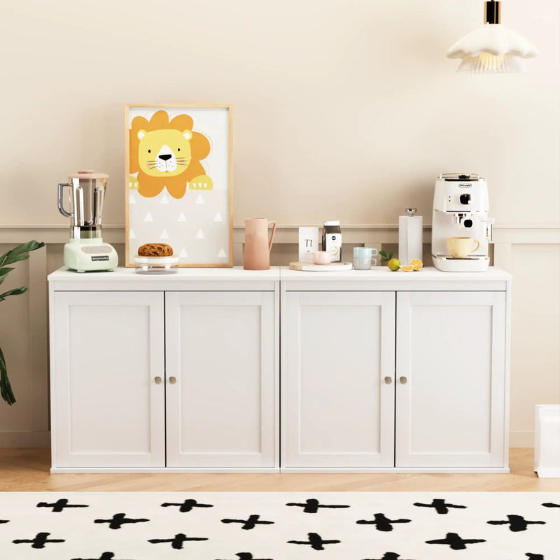Kitchen Storage Cabinet With Double Doors, Adjustable Shelves, Sideboard Buffet For Dining Room - White by Unique Piece Furniture