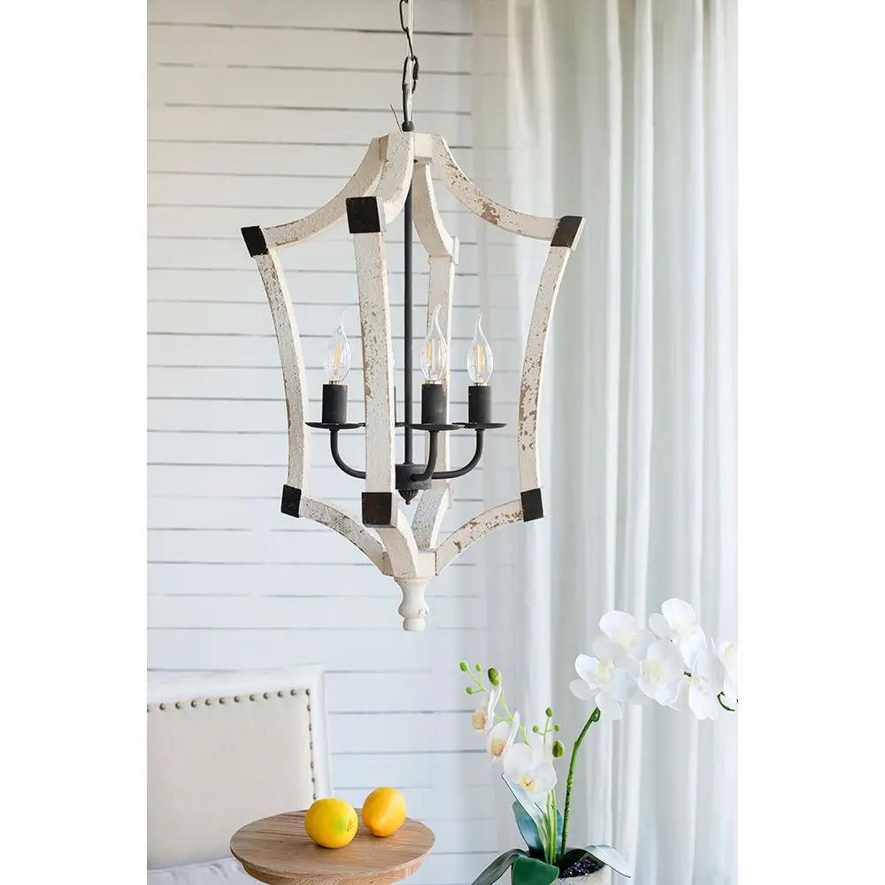 4 Light Chandelier, Hanging Light Fixture With Adjustable Chain For Kitchen, Bulb Not Included - Cream by HouseOfZazla