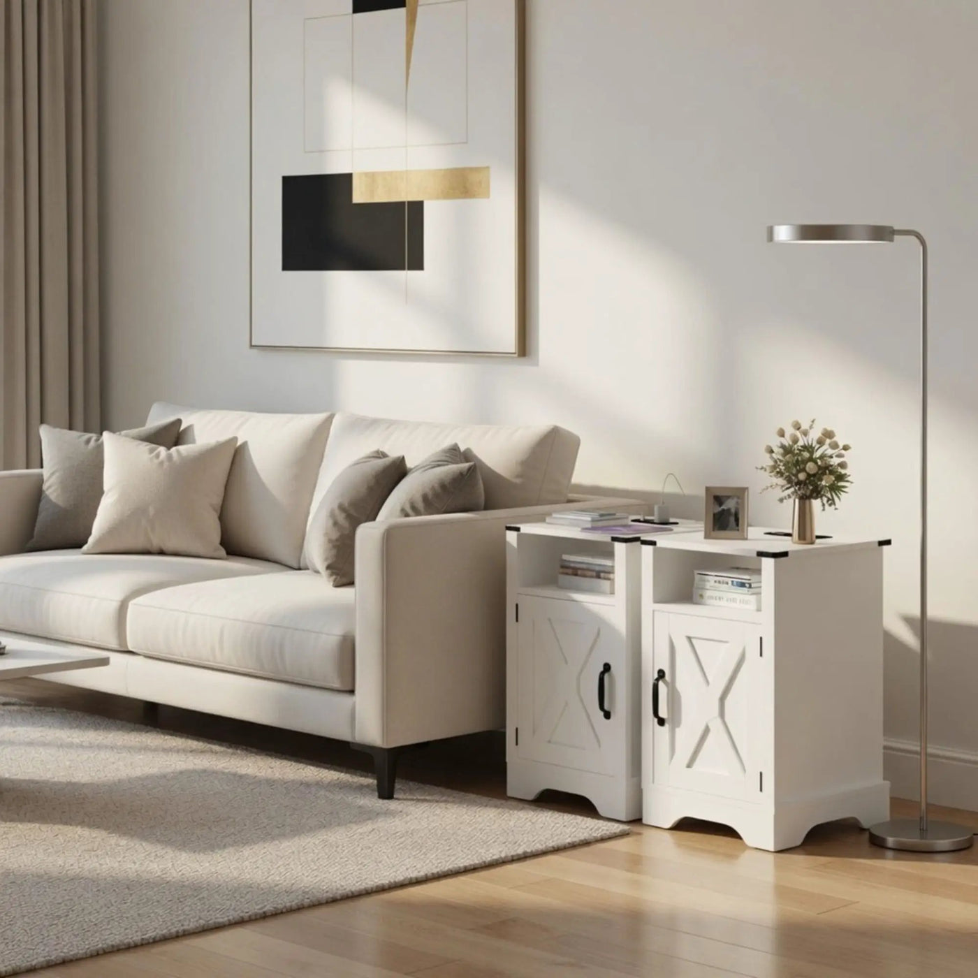Farmhouse Nightstand, Charging Station & Storage by HouseOfZazla