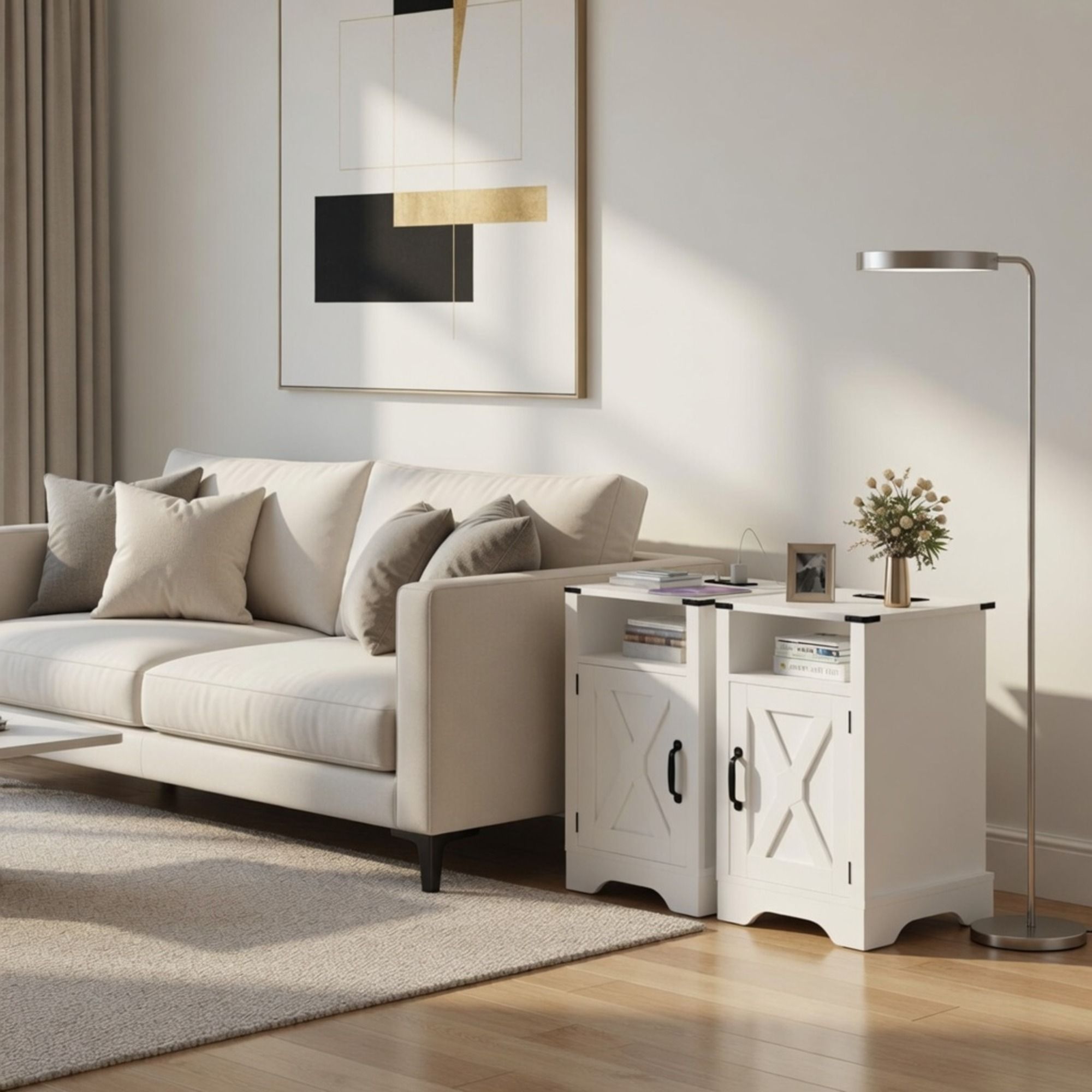 Farmhouse Nightstand, Charging Station & Storage by HouseOfZazla