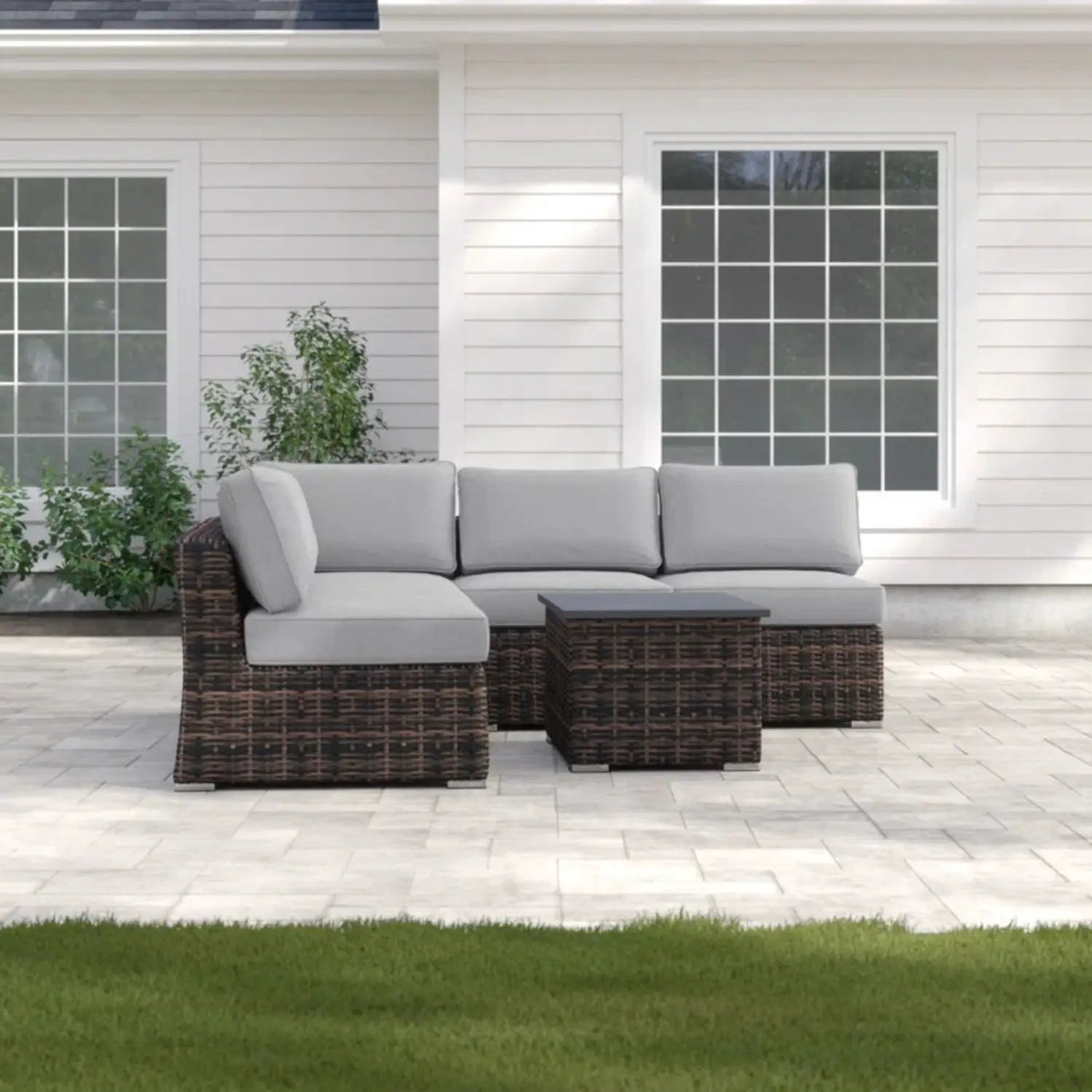 Wicker Sectional Sofa With Cushions And Table by HouseOfZazla