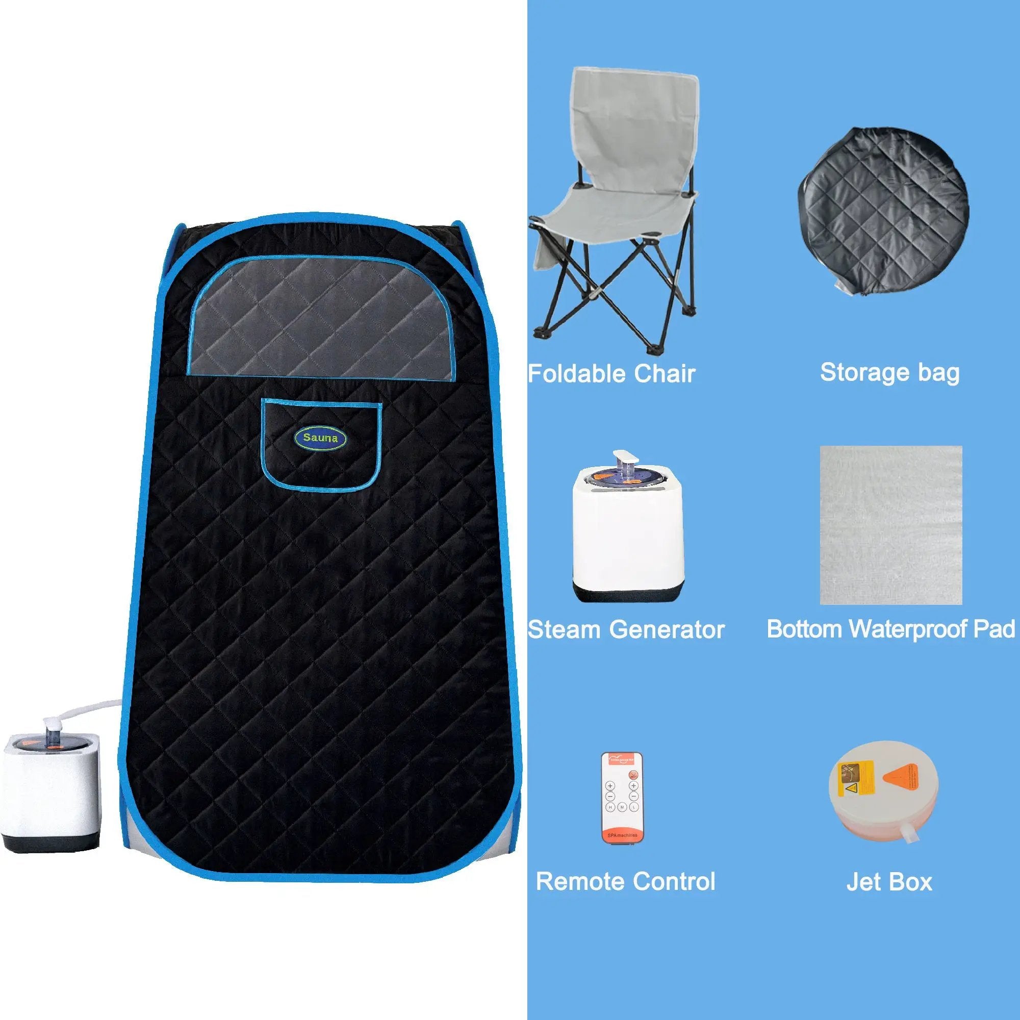 Portable Folding Full size Steam Sauna with 1000W&2.2L steam Generator. Personal Sauna Tent for Relaxation & Spa at home. Fast heating. Folding Steel Rim, it's easy to install, with FCC certification. by HouseOfZazla