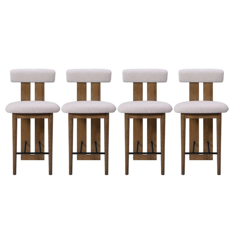 Renee Indoor Modern Split-Back Rubber Wood Counter Stool by HouseOfZazla