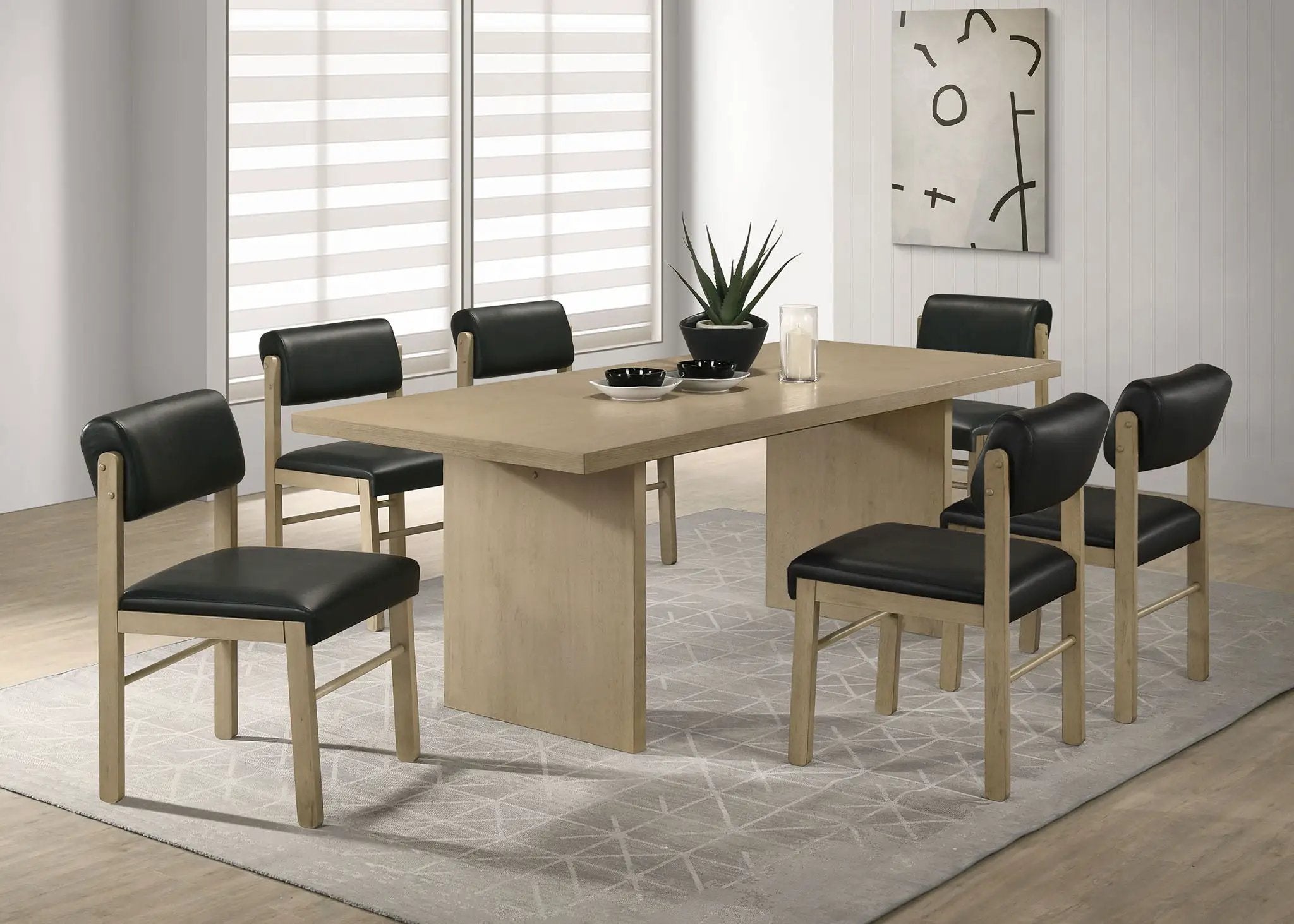 Decker 7-piece 82-inch Rectangular Dining Set Black and Natural Oak by Unique Piece Furniture