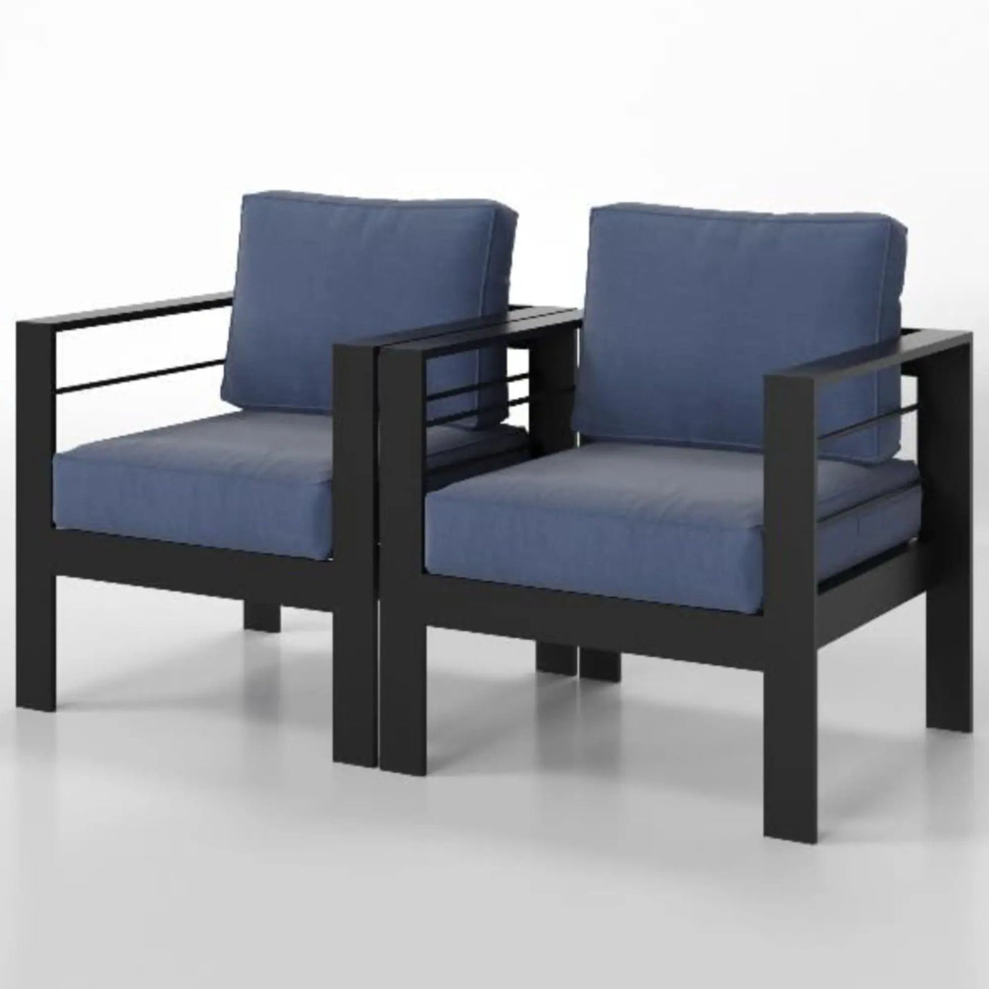 Modern All-Weather Patio Armchairs With Thick Cushions (Set of 2) by HouseOfZazla