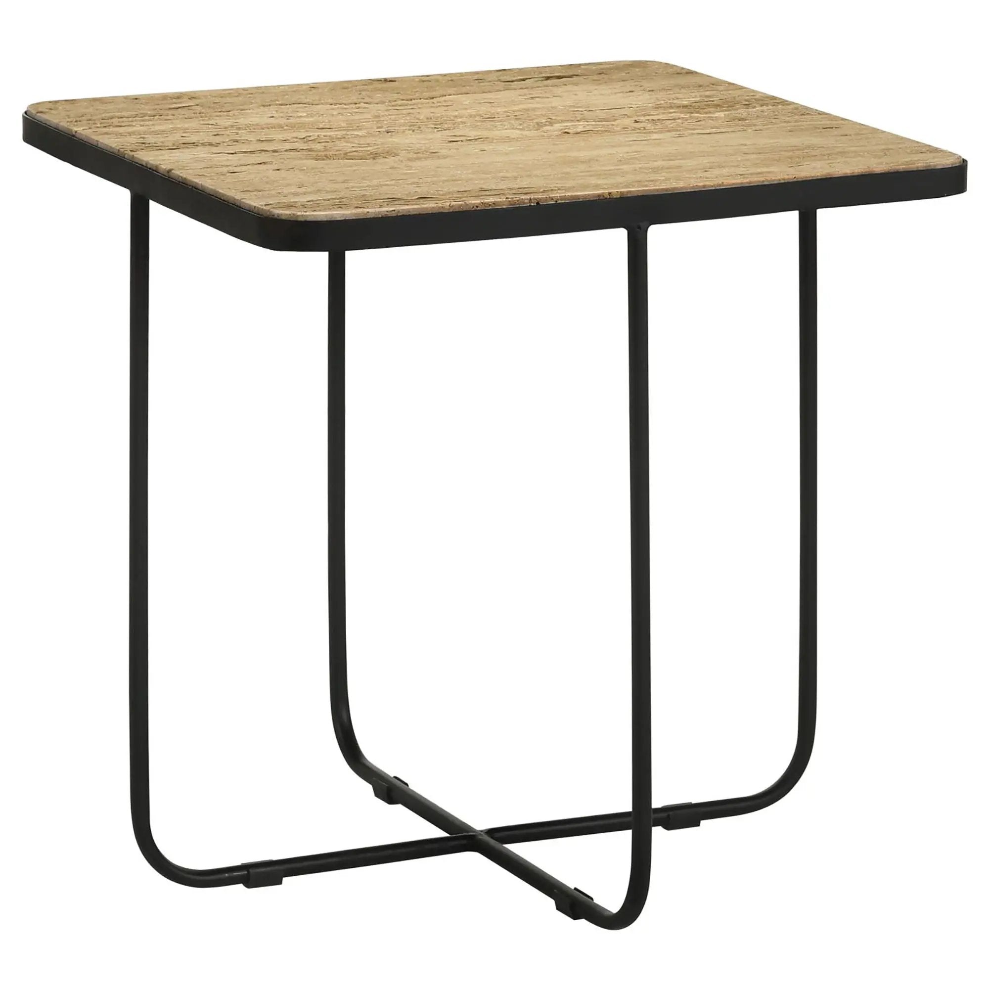 Travertine Accent Table Geometric Design - Brown by HouseOfZazla