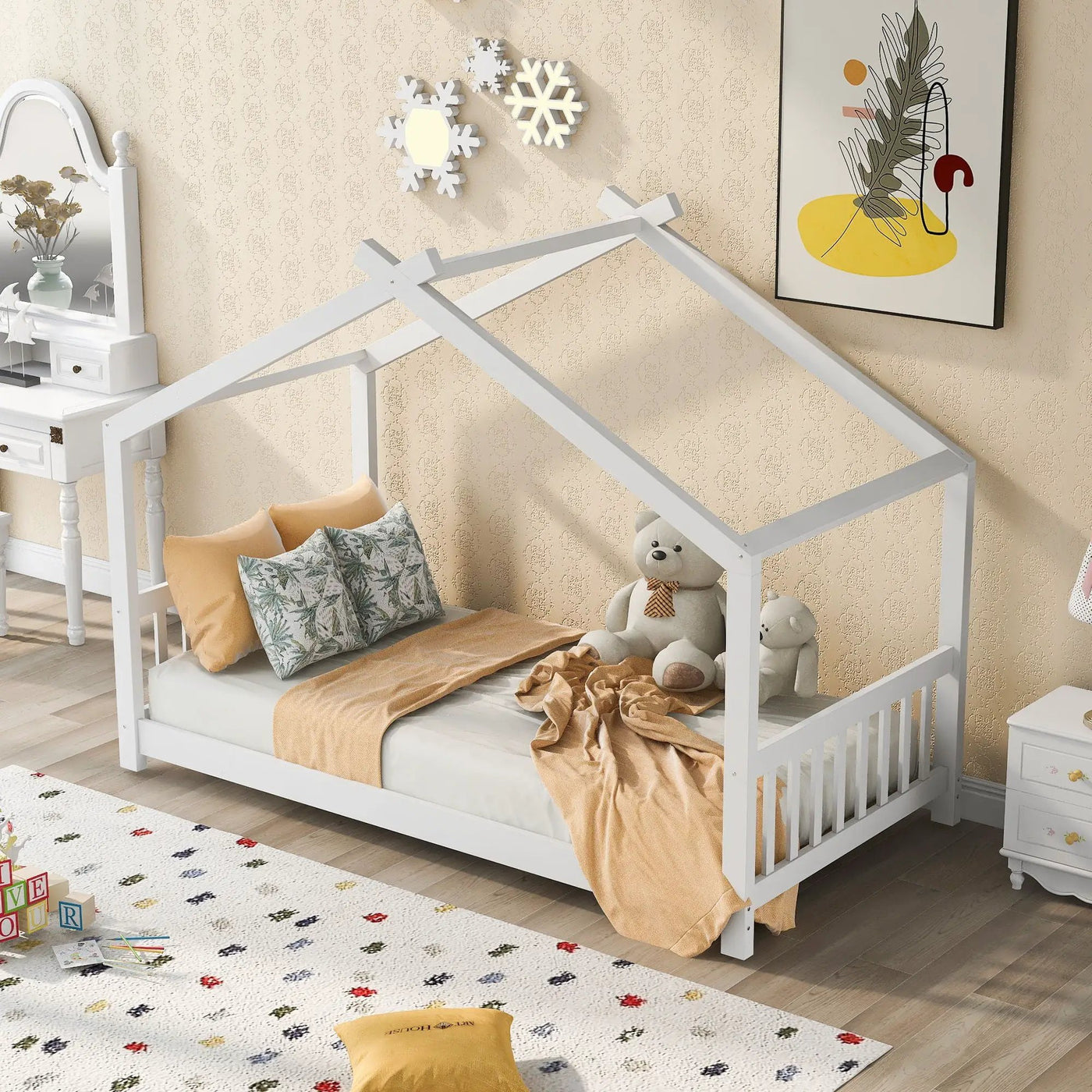 House Platform Bed With Headboard And Footboard, Roof Design by HouseOfZazla