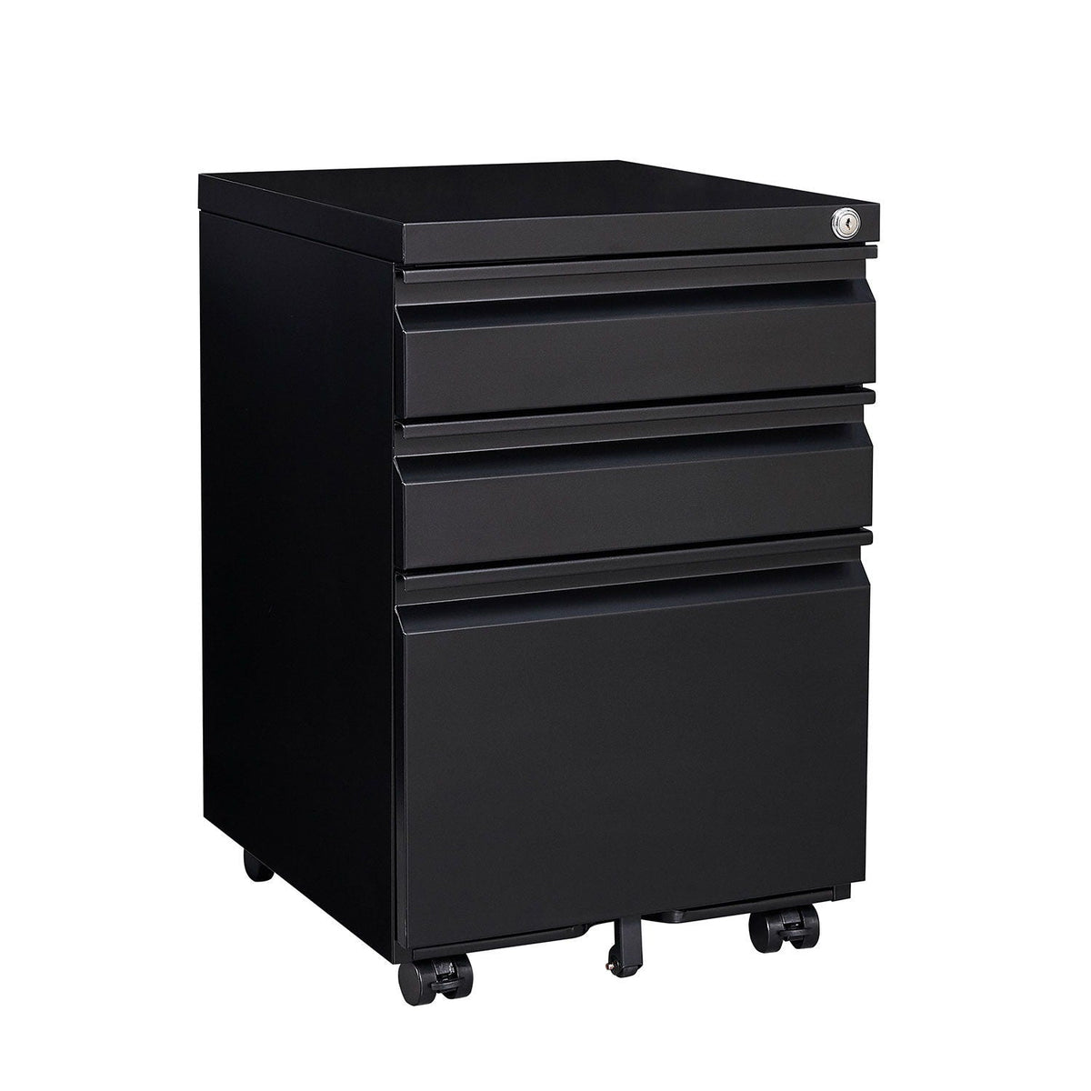 Contemporary 3 Drawer Mobile Filing Cabinet With Lock