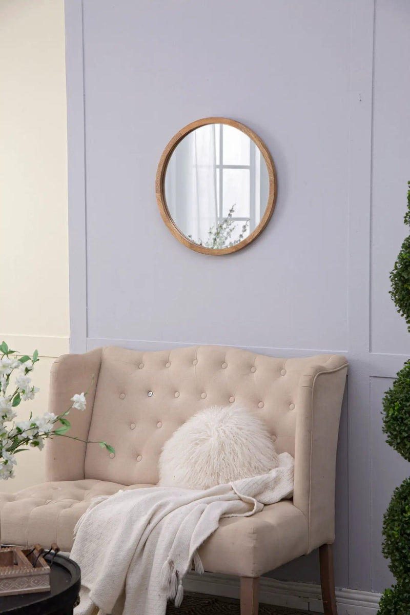 Circle Wall Mirror With Wooden Frame for Living Room by HouseOfZazla