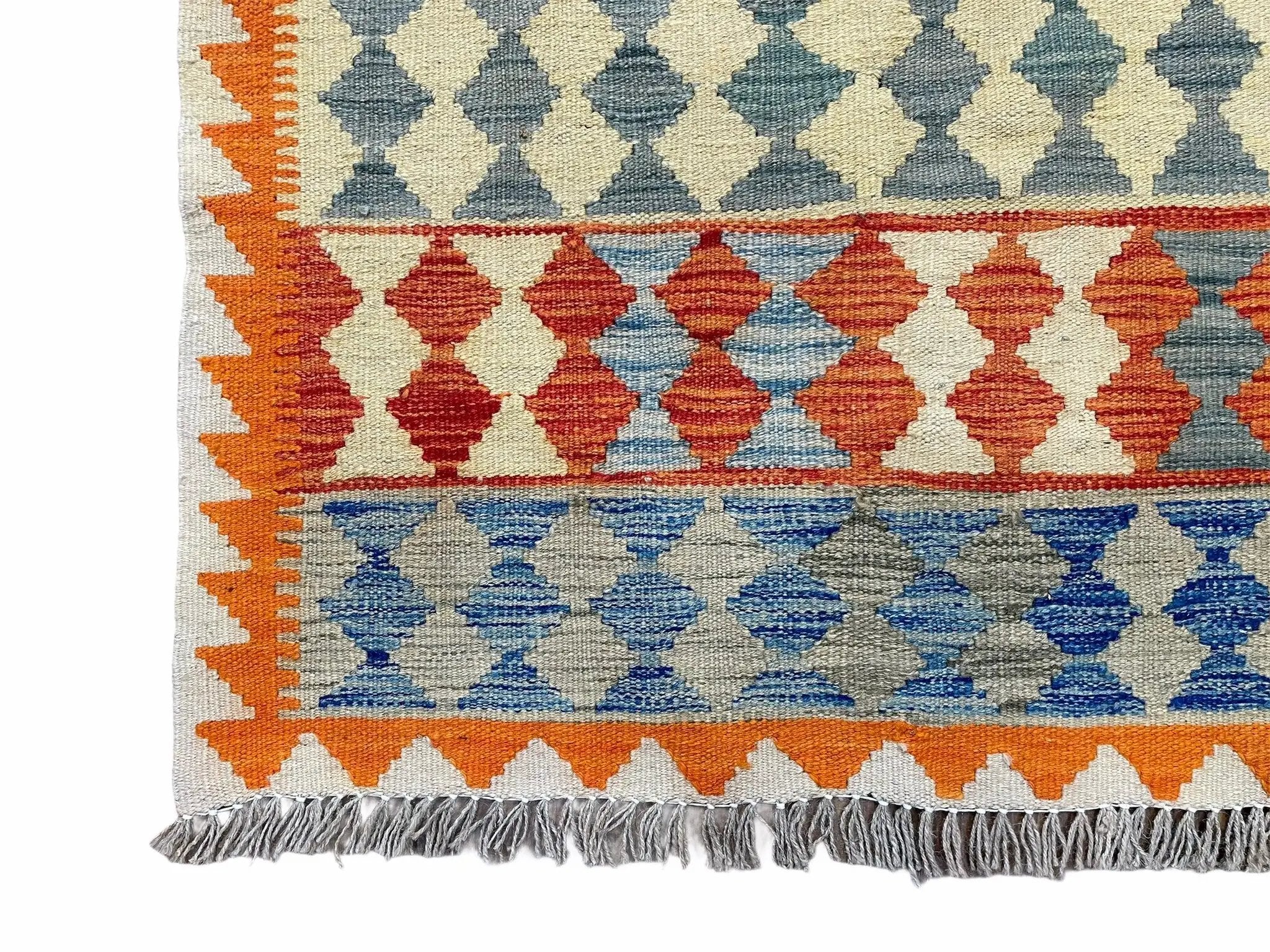 Small Chobi Kilim Rug 3x4 Colorful Diamond Kilim Small Turkish Multicolor Kilim with Diamond Pattern Wool Flatweave Nice by Jewel Rugs