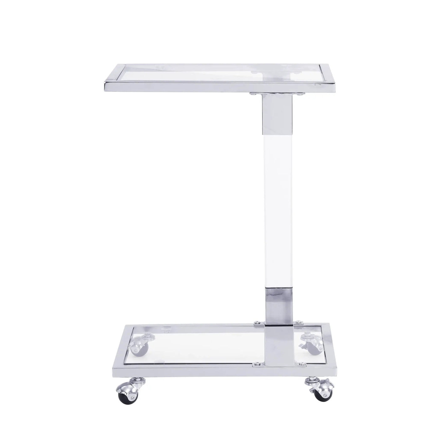 Side Table, Sofa Table, Glass Top C Shape Square Table With Metal Base For Living Room, Bedroom, Balcony Home And Office by Unique Piece Furniture