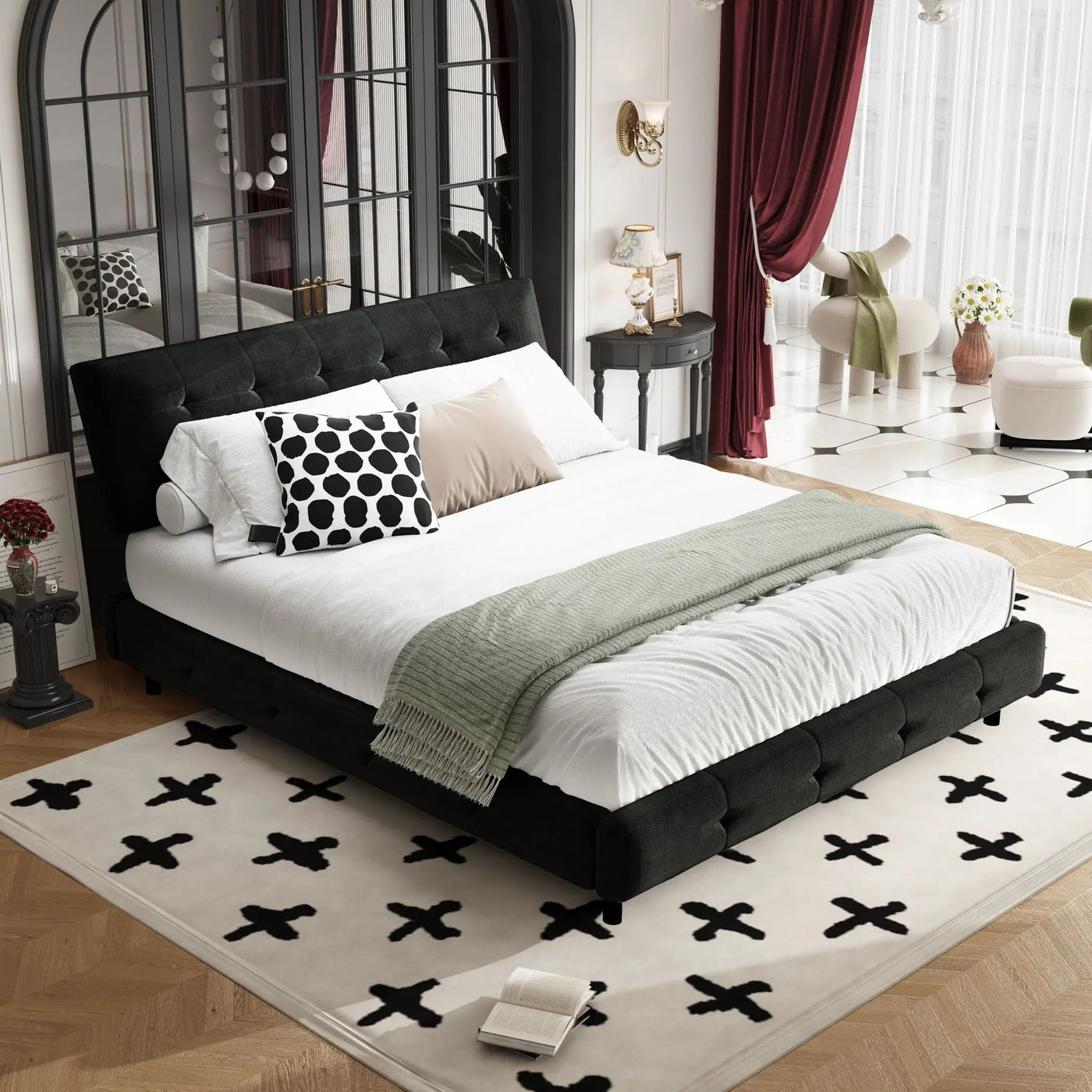 Tufted Headboard With Extra-Large Ultra-Soft Cloud Pillow Design by HouseOfZazla