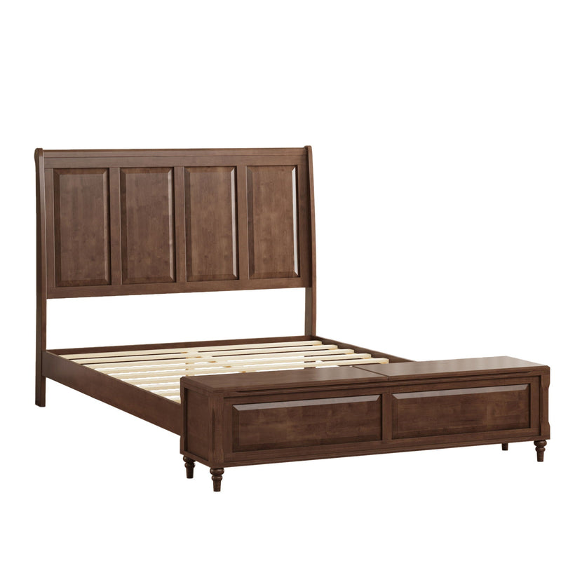 Sleigh Bed Frame With Tall Headboard And Storage Bench by HouseOfZazla