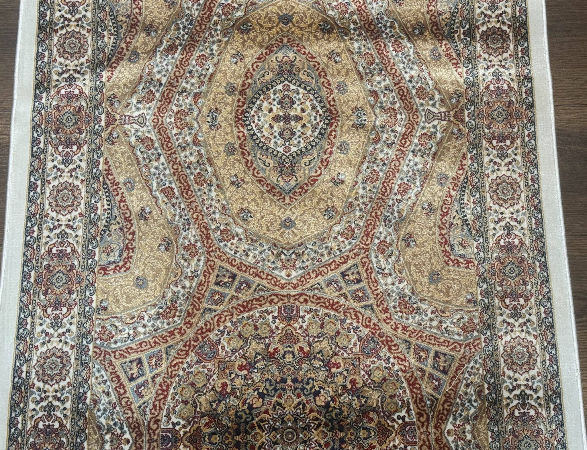 Turkish Silk Runner Rug 2.6 x 13, Dome Design, Hereke Runner, Bamboo Silk, New by Jewel Rugs